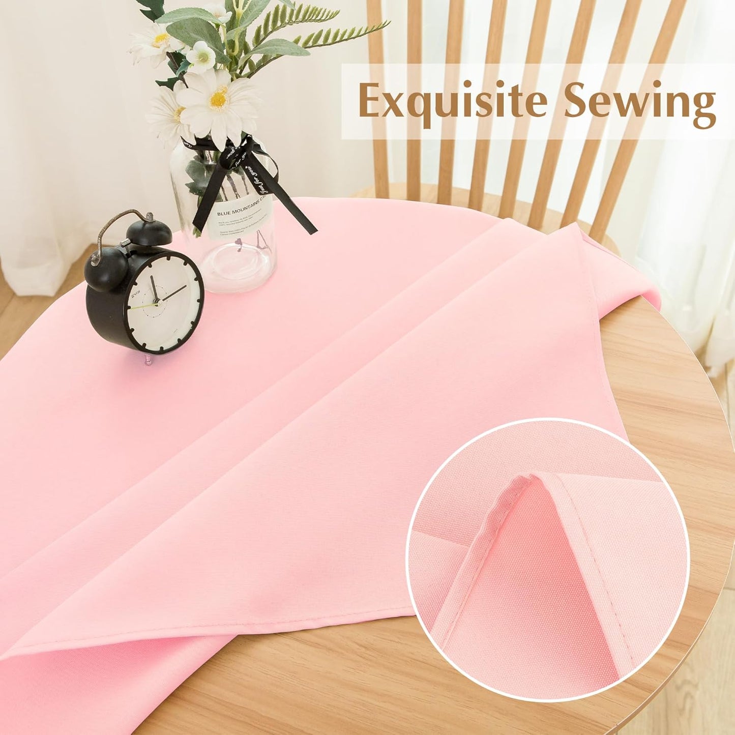 2 Pack Small Square Table Cloth 36X36 Inch Pink Tablecloth Washable Polyester Solid Tables Cover for Night Stand End Table Side Tables Outdoor Indoor