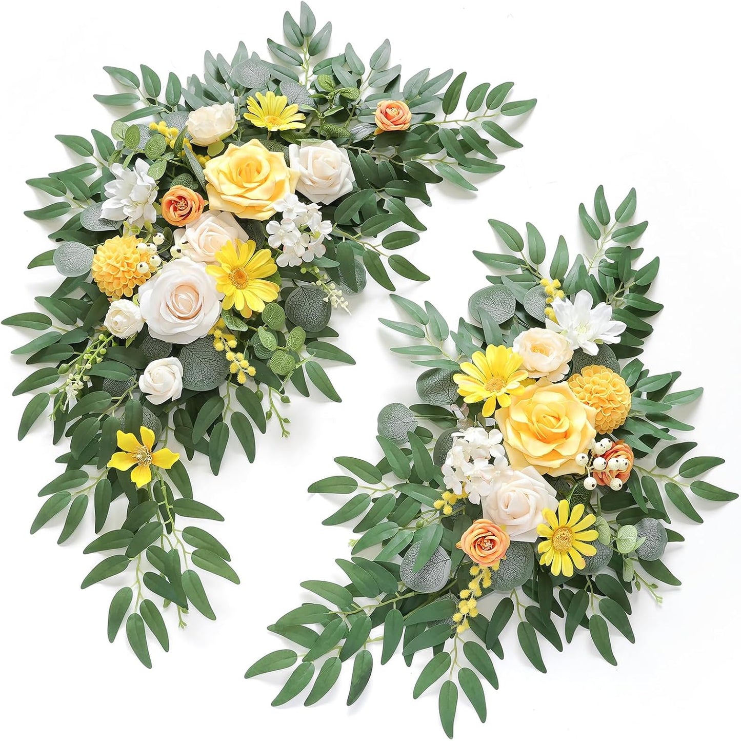 Artificial Wedding Arch Flowers Kit(Pack of 2) for Wedding Arch, Bridal Shower, Ceremony and Reception Backdrop Decoration (Gentle Creamy Yellow)