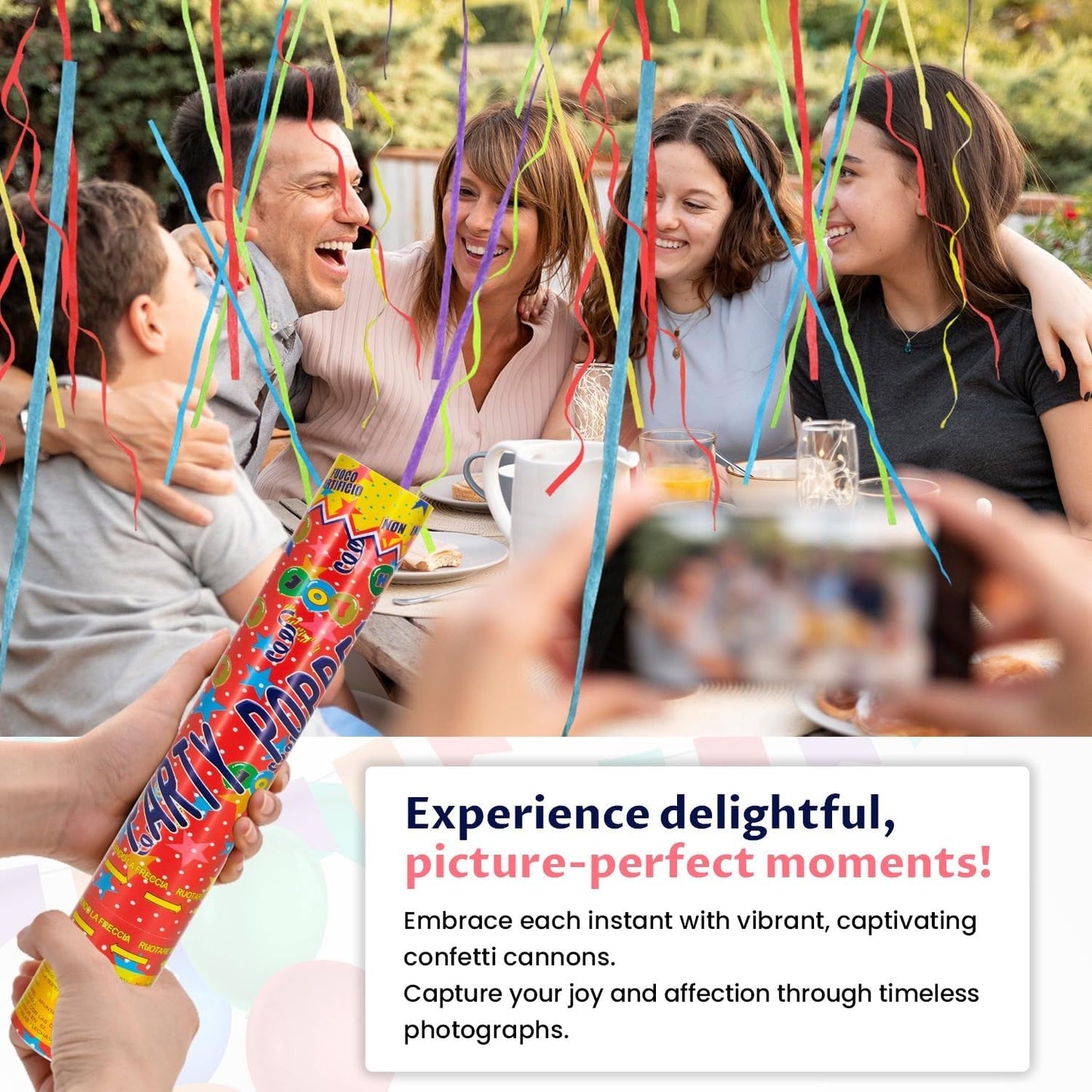 Confetti Cannon 12Inch Multicolor confetti popper party streamer Biodegradable 12Pack Party Popper Streamer Shooters for Weddings Birthdays Graduations Baby Showers Christmas New Year Celebrations