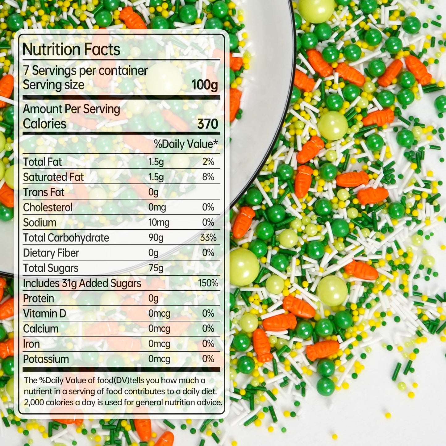 Green Sprinkles for Cake Decorating, Edible Spring Sugar Carrots, Sprinkles for Baking Cupcake, Cake Decoration, Easter, Holiday, Wedding Party, 150g/5.29oz