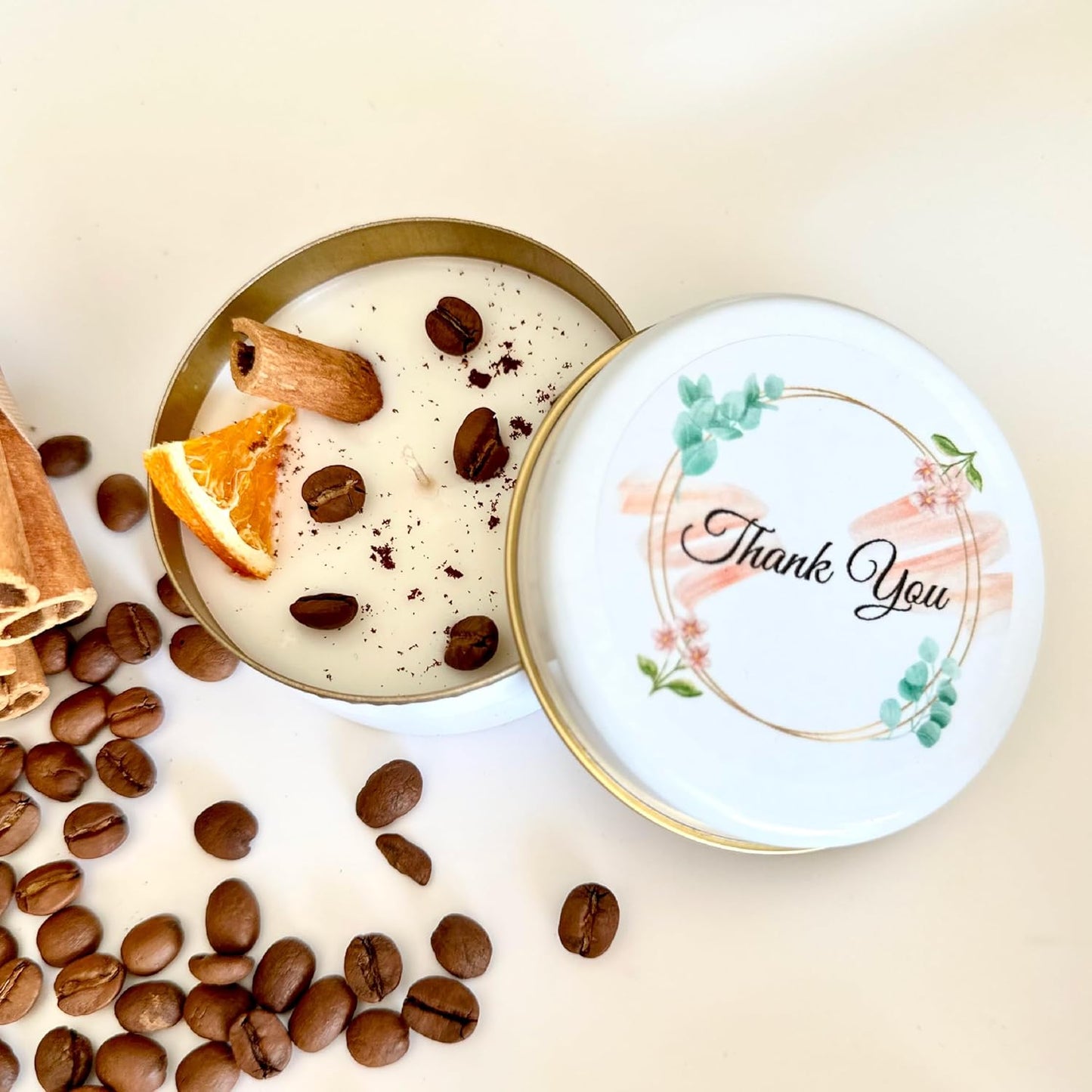 Coffee Scented Soy Wax Candle Favors with Hand-Placed Orange and Cinnamon Stick - Handmade Gift Set for Wedding Guest - Bridal Shower Baby Shower Birthday (30 Pieces)