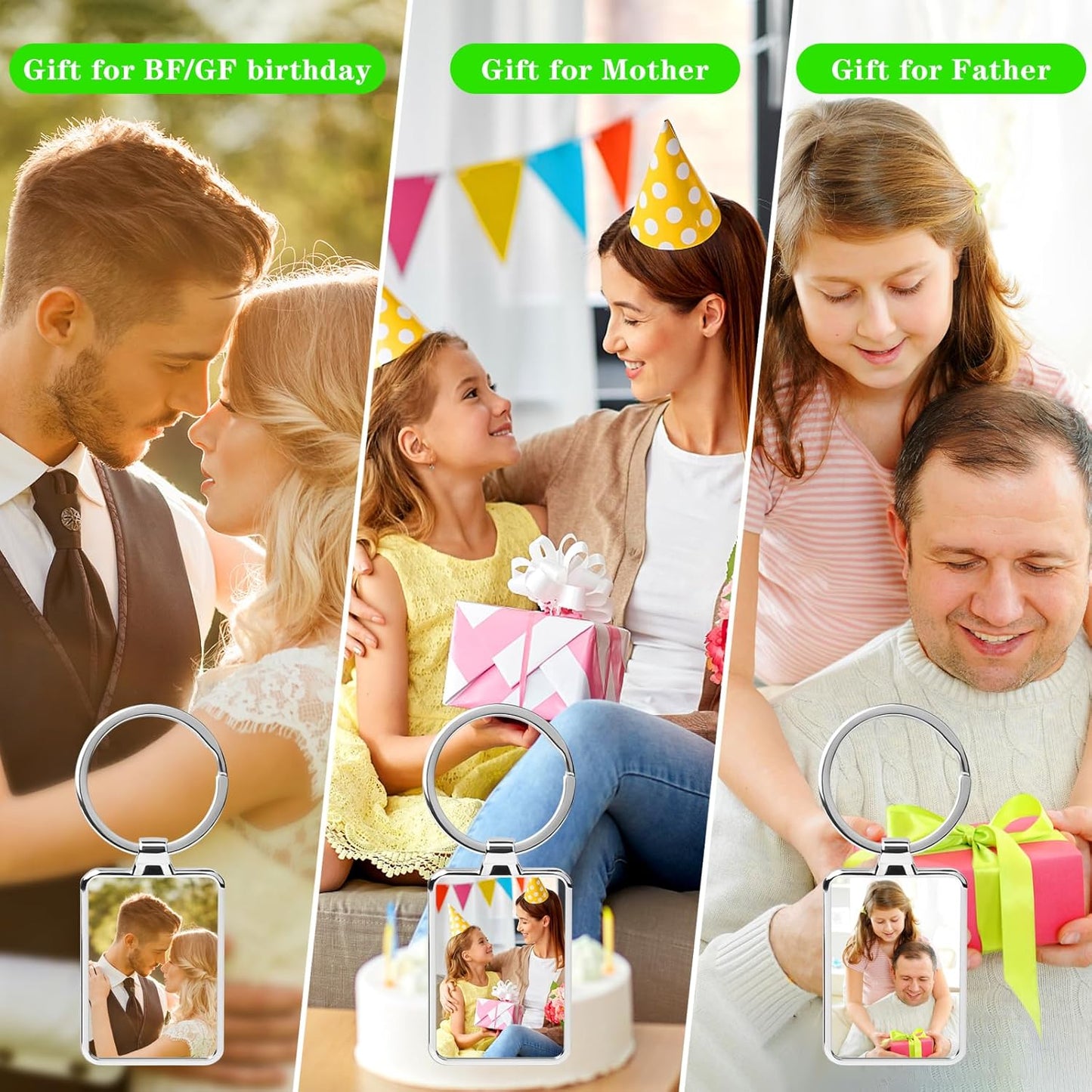 Double Side Custom Keychain with Picture Personalized Engraving Photo Text Customized Gifts for Men Women