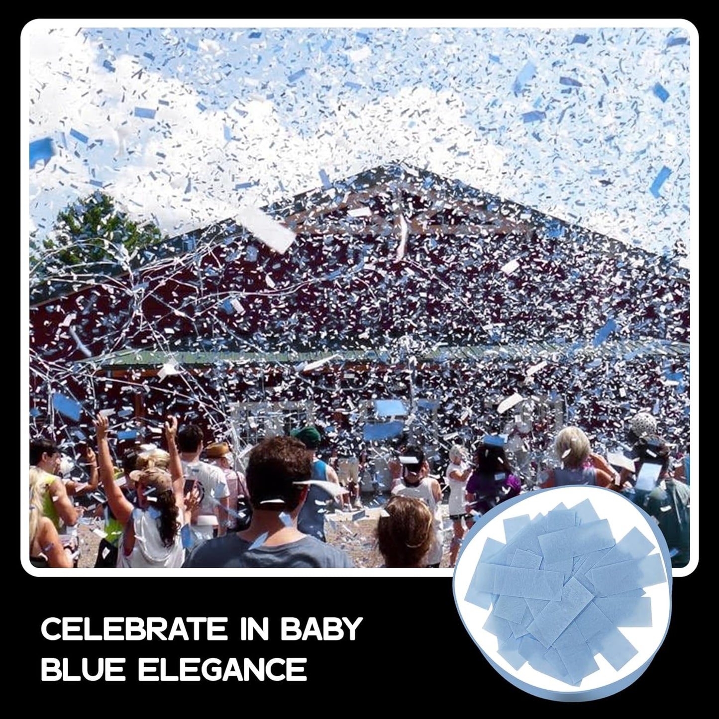 Ultimate Confetti, Baby Blue Biodegradable Confetti - Rectangular Flame-Resistant Tissue Paper Confetti for Cannon and Launcher use – Best for Gender Reveal, Parties, and Concerts - 20 lb, 320 oz