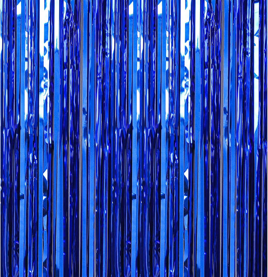 Crosize 7 Pack 3.3 x 9.9 ft Dark Blue Foil Fringe Backdrop Curtain, Streamer Backdrop Curtains, Birthday Party Decorations, Tinsel Curtain for Parties, Galentines Decor, Preppy, Photo Booth