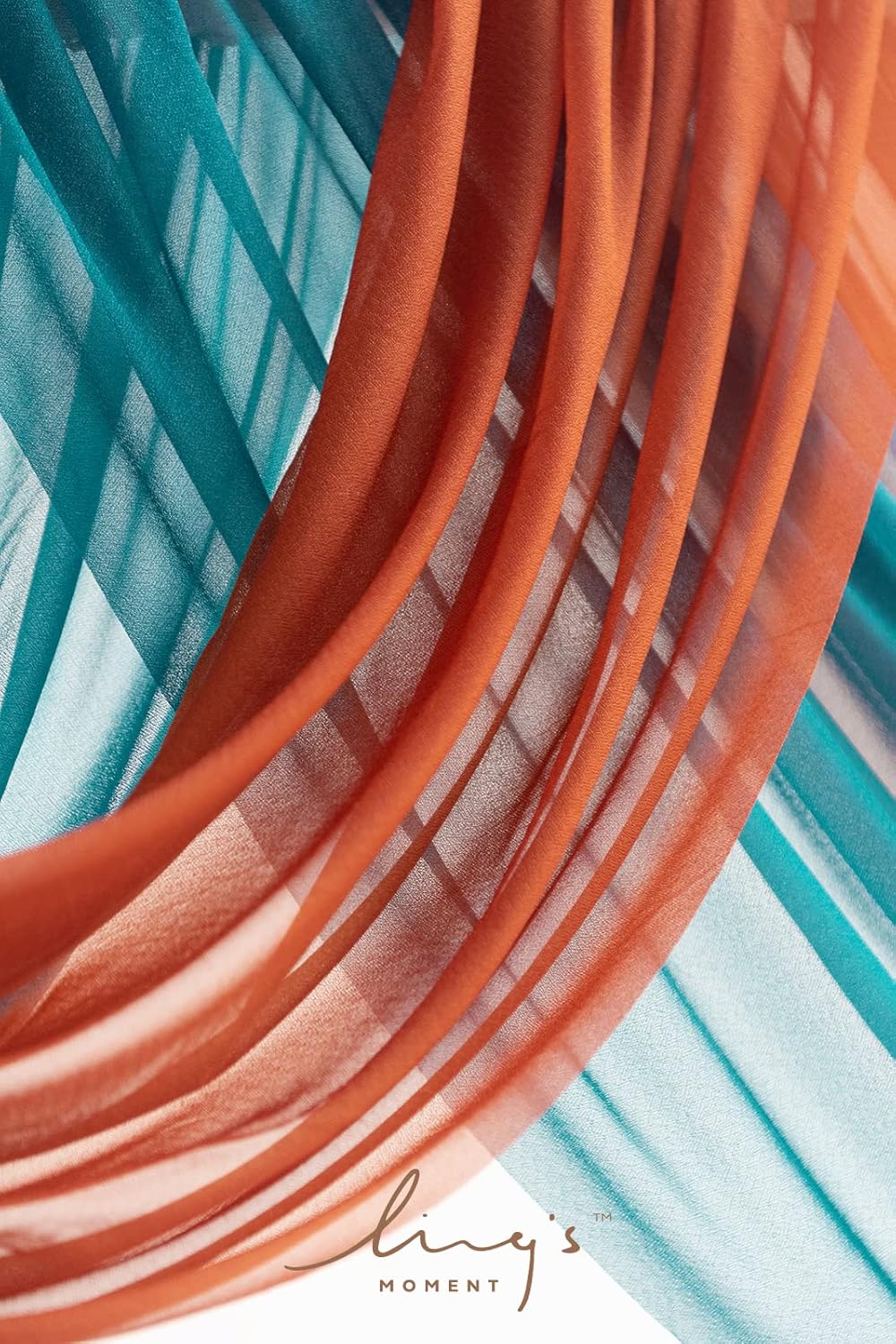 Ling's Moment Teal Orange Artificial Wedding Arch Flowers Kit Pack of 4, 2pcs Hanging Flower Arrangement 2pcs Chiffon Drapes Ceremony Reception Fake Rose Arbor Backdrop Floral Party Outdoor Decoration