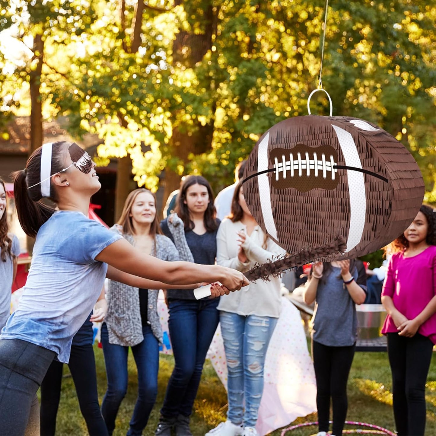 Football Pinata with Pinata Stick & Hanging Football Party Decorations Footballs Games for Boys 8-12 Kids Footballs Toys Sport Themed Birthday Party Supplies