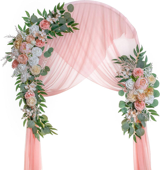 Wedding Arch Flowers, Artificial Flowers for Decoration, Large Flower Swag for Boho Styles Wedding Ceremony Floral Decor - Pack of 2