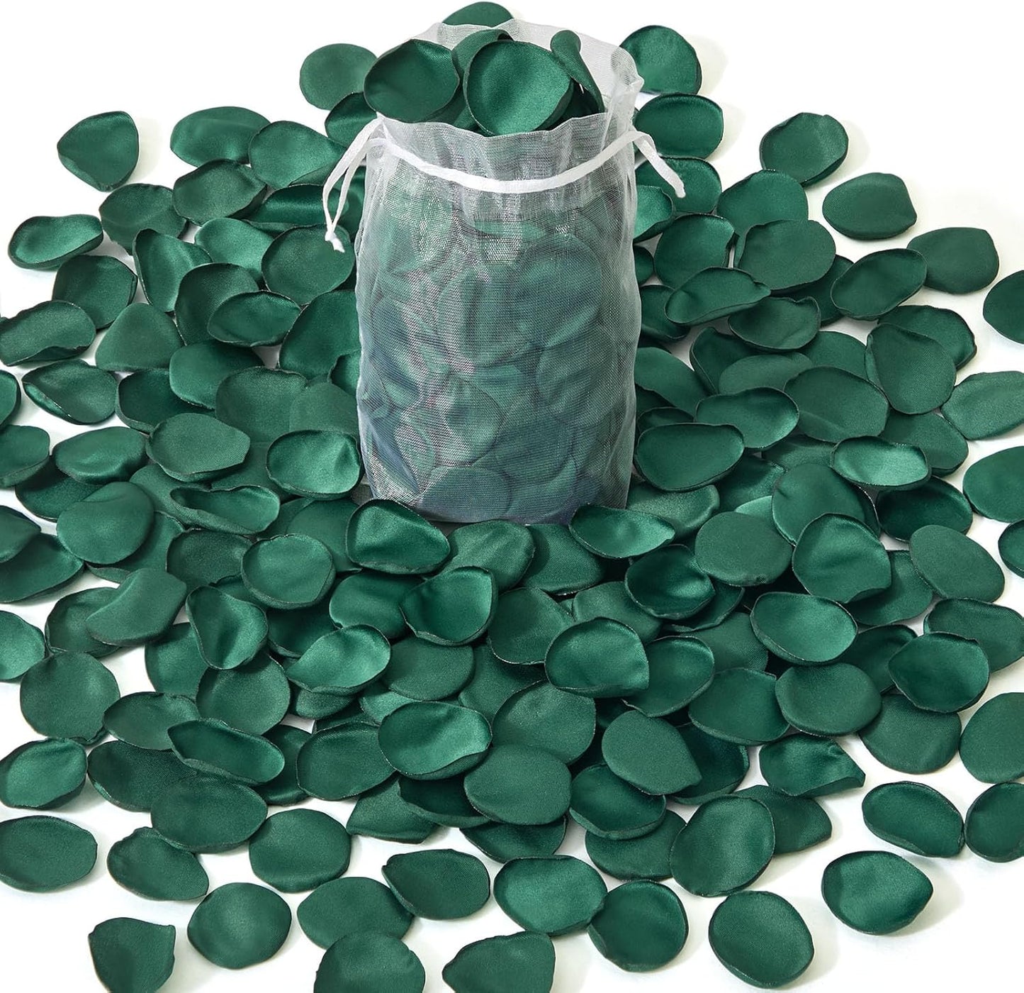 Alecono 600Pcs Silk Rose Petals, Fake Dark Green Petals for Wedding Proposal Flower Girl Basket, Flower Petals to Throw at Wedding Birthday Party Decoration