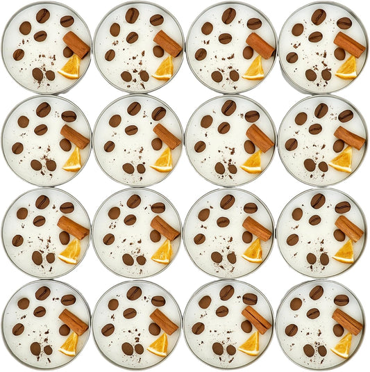 Coffee Scented Soy Wax Candle Favors with Hand-Placed Orange and Cinnamon Stick - Handmade Gift Set for Wedding Guest - Bridal Shower Baby Shower Birthday (40 Pieces)