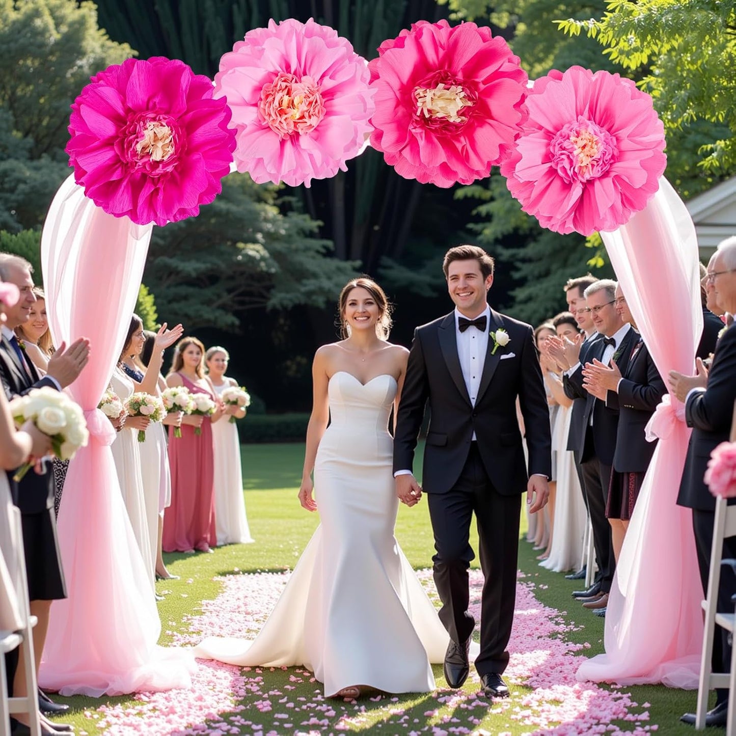 SUNBEAUTY 20" Giant Hot Pink Tissue Paper Flowers - 4 PCS Large Crepe Tissue Fiesta Flowers Party Birthday Decorations Sunset Autumn Thanksgiving Wedding Backdrop Bridal Baby Shower Nursery Wall Decor