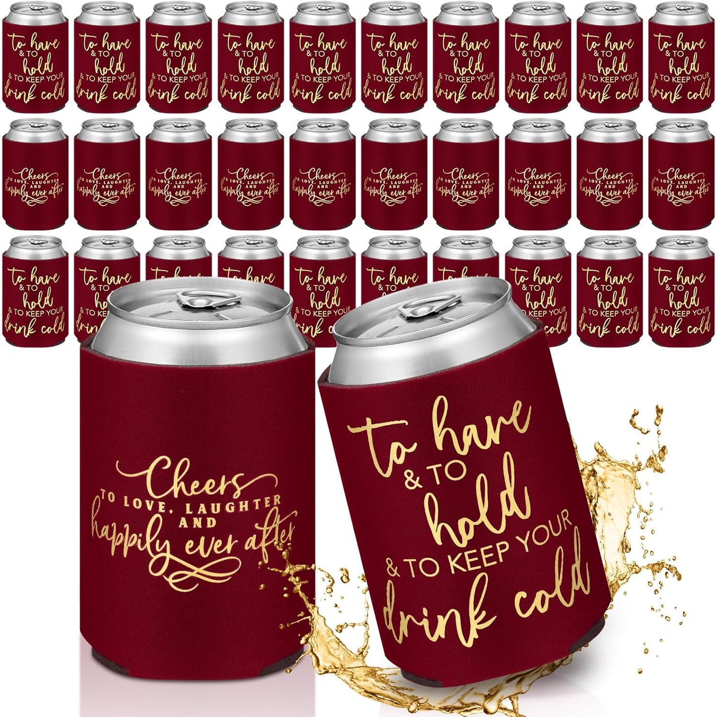 50 Pieces Burgundy Wedding Can Cooler Sleeves Bulk Engagement Party Favors for Guests Cheers to Love Laughter and Happily Ever After Rehearsal Dinner Decorations for Wedding Bridal Parties