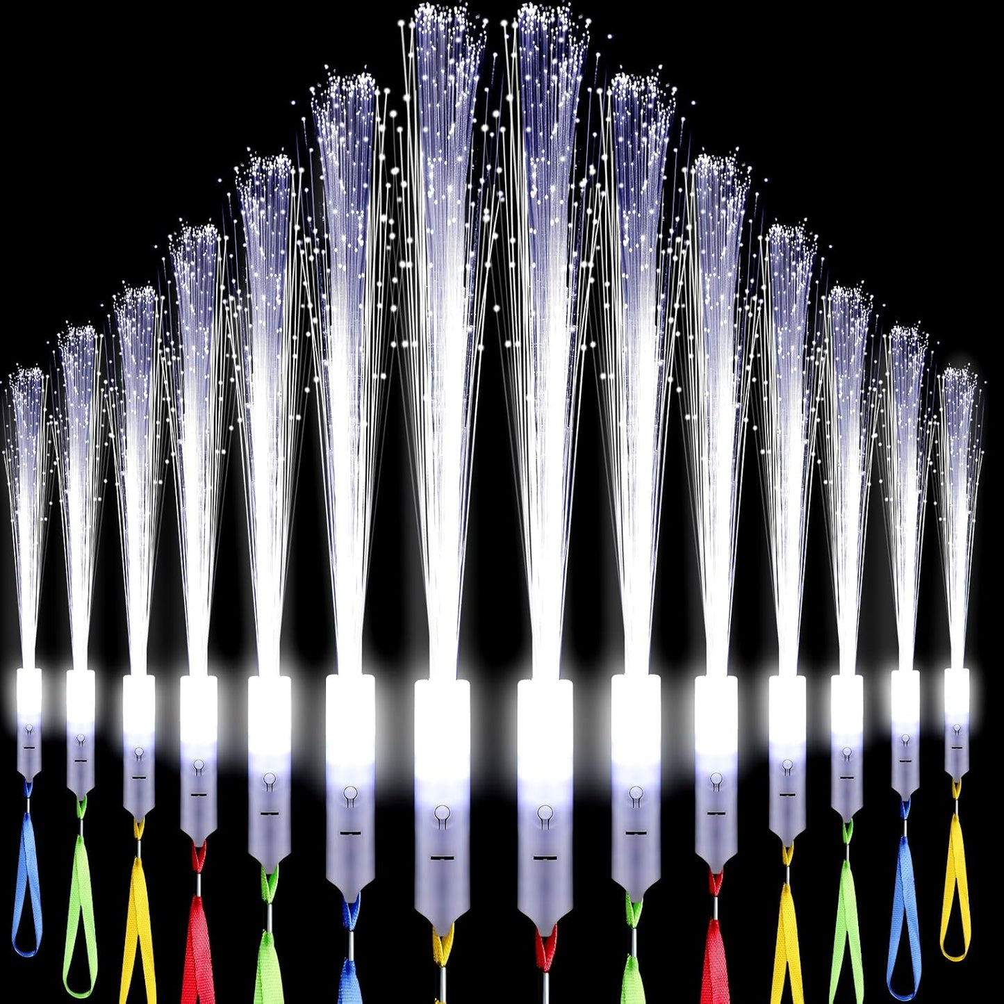 50 Pcs White Fiber Optic Wands Bulk Wedding Sparklers Party Favors LED Light Glow Sticks with 3 Modes Long Flashing Glow for Birthday Wedding Bridal Shower Glow in the Dark Party Favors