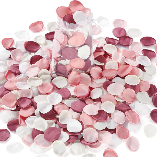 Alecono 𝟰𝟬𝟬𝙋𝙘𝙨 Silk Rose Petals, Fake Pink Rose Petals for Wedding Proposal Flower Girl Basket, Flower Petals to Throw at Wedding for Birthday Party Decoration
