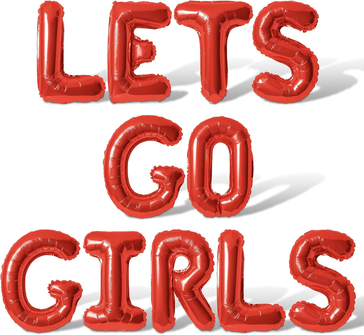 Letter Balloons - LETS GO GIRLS 16" Inch Alphabet Letters Foil Mylar Balloon Bachelorette or Hen Party Banner (Red)