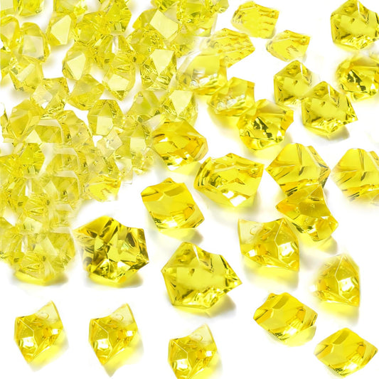 Fake Ice Cubes Fake Ice Rocks 1000PCS Acrylic Gems Gold Fake Crushed Ice Cubes Vase Fillers Centerpiece for Photography Accessories Props Decoration for Wedding Vase Fillers Party Table Scatter