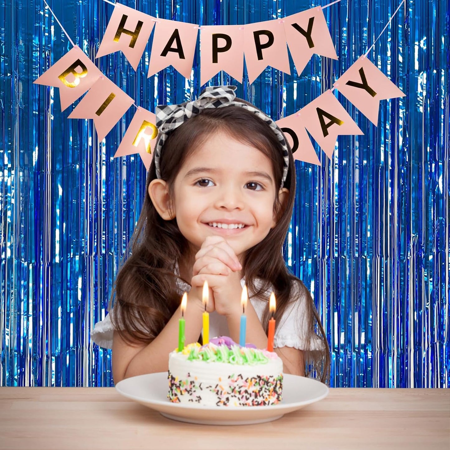 2 Pack Blue Party Decorations Ocean Party Decor Supplies Blue Party Streamers Birthday Decorations Tinsel Foil Fringe Curtains Photo Booth Props Celebration Decorations