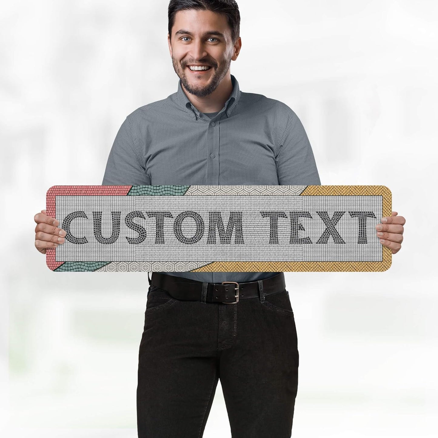 Custom Sign, Custom Street Sign, 11 Font Colors, 13 Font Styles, 4 Hole Options, 22 Sizes, 8x32 Inches, Rust Free DiBound, Fade Resistant, Made in USA by My Sign Center (Fauxsaic 2)