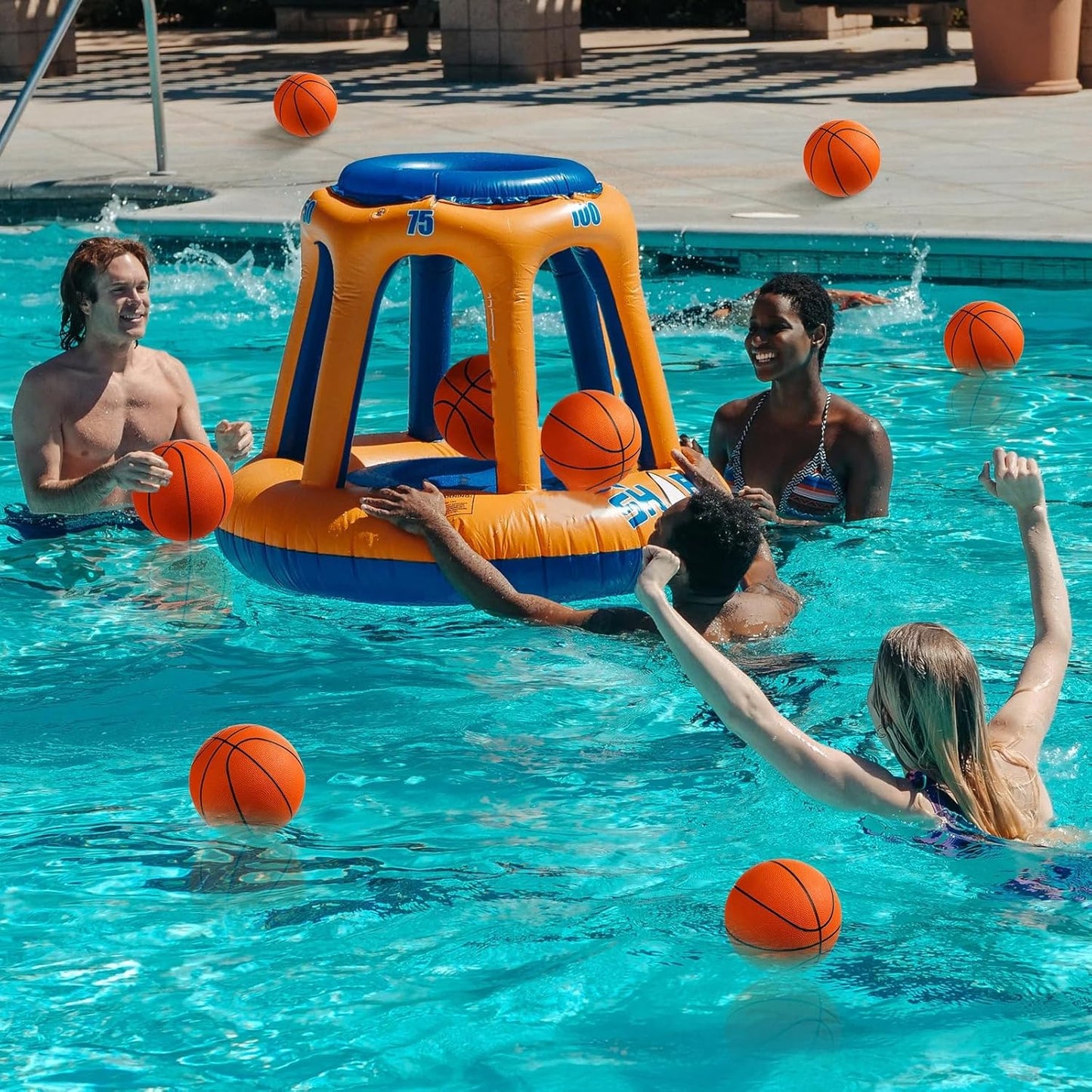 12 Pcs Mini Rubber Basketballs with Air Pump Set 7 Inch Mini Hoop Basketball Small Junior Size 3 Balls for Beginner Arcade Games Indoor Outdoor Pool Favors