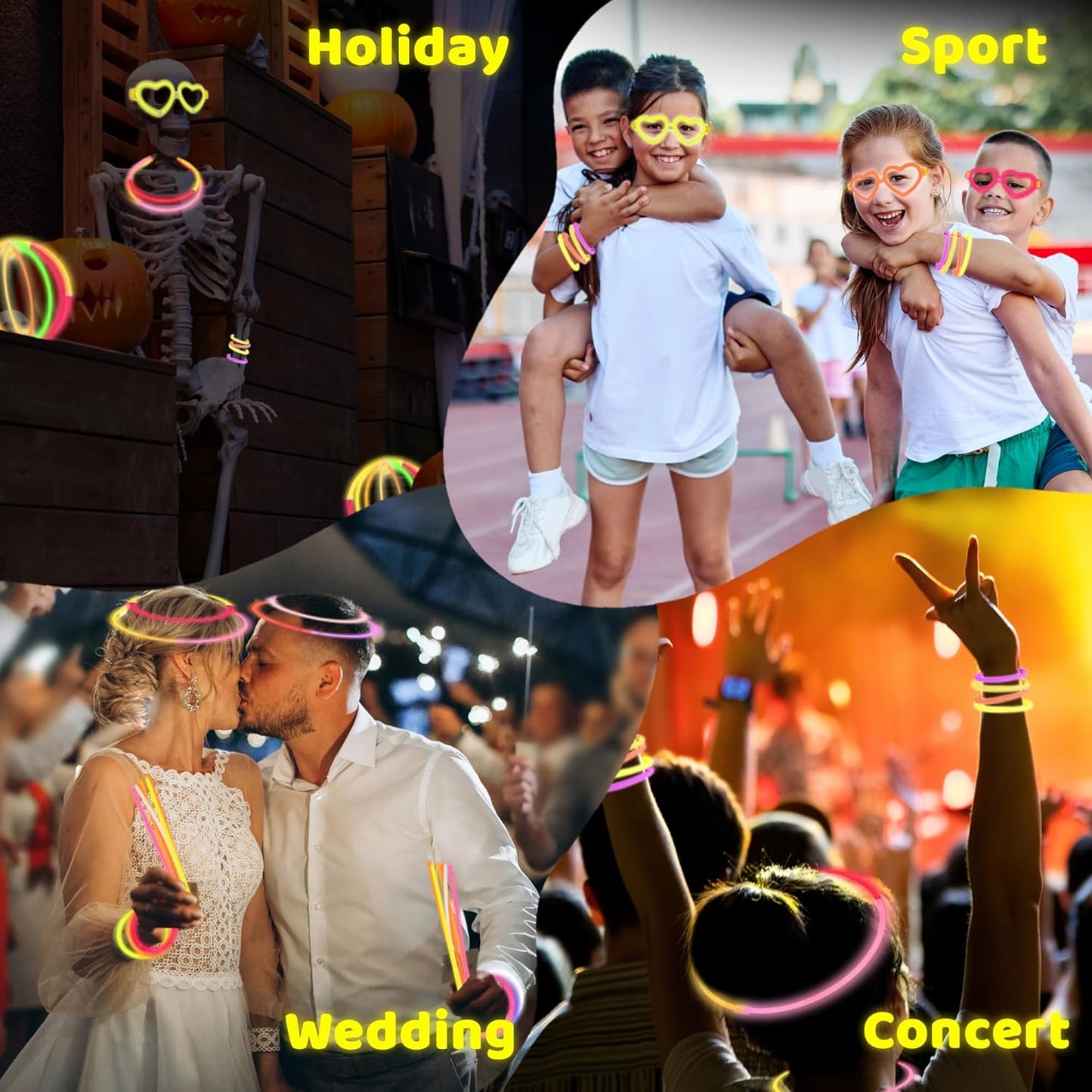 ArtCreativity Glow in the Dark Bracelets and Glasses - Includes 20 Heart-Shaped Frames, 60 Glowsticks, and 60 Connectors - Glow in the Dark Party Supplies in Assorted Colors - Glow Party Favors