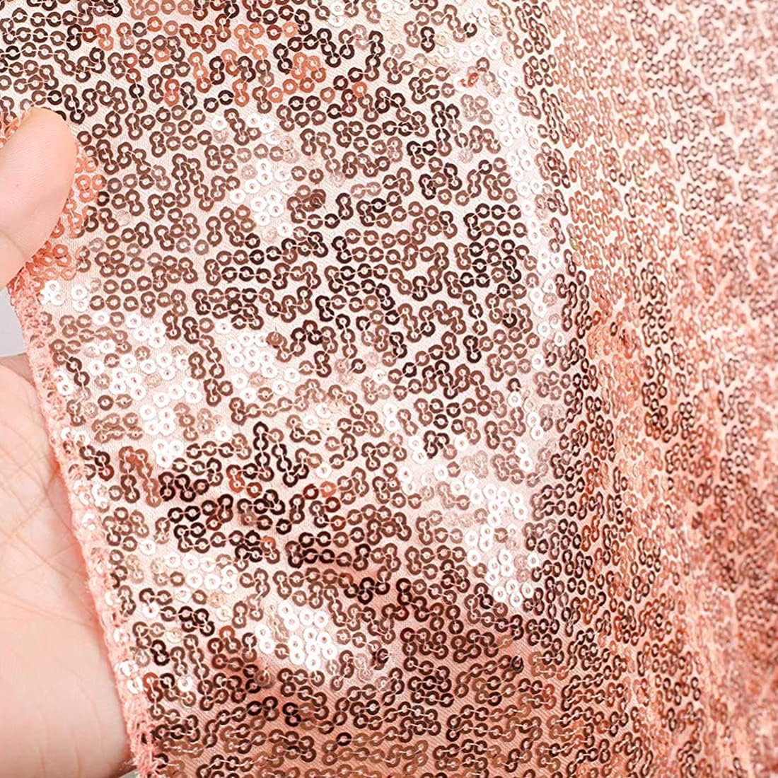 Poise3EHome 6Ft x 6Ft Rose Gold Sequin Backdrop Curtain, Glitter Thick Satin Background Drapes, Sparkly Opaque Photography Curtain, Sequence Xmas Thanksgiving Backdrop for Wedding Party Decor