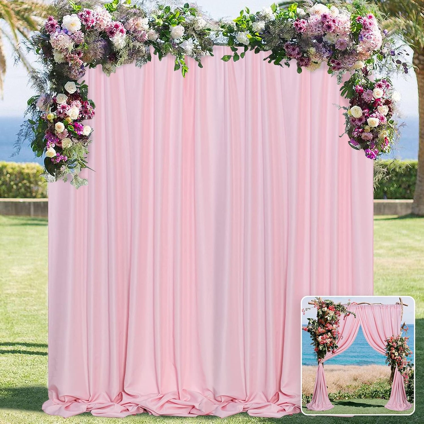 Pink Backdrop Curtain for Parties Rod Pocket Pink Curtains Photography Backdrop Drapes Privacy Fabric Decoration for Birthday Party Wedding Baby Shower Home Decor, 5ft x 7ft, 2 Panels