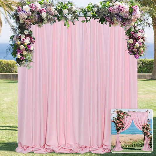 Pink Backdrop Curtain for Parties Rod Pocket Pink Curtains Photography Backdrop Drapes Privacy Fabric Decoration for Birthday Party Wedding Baby Shower Home Decor, 5ft x 7ft, 2 Panels