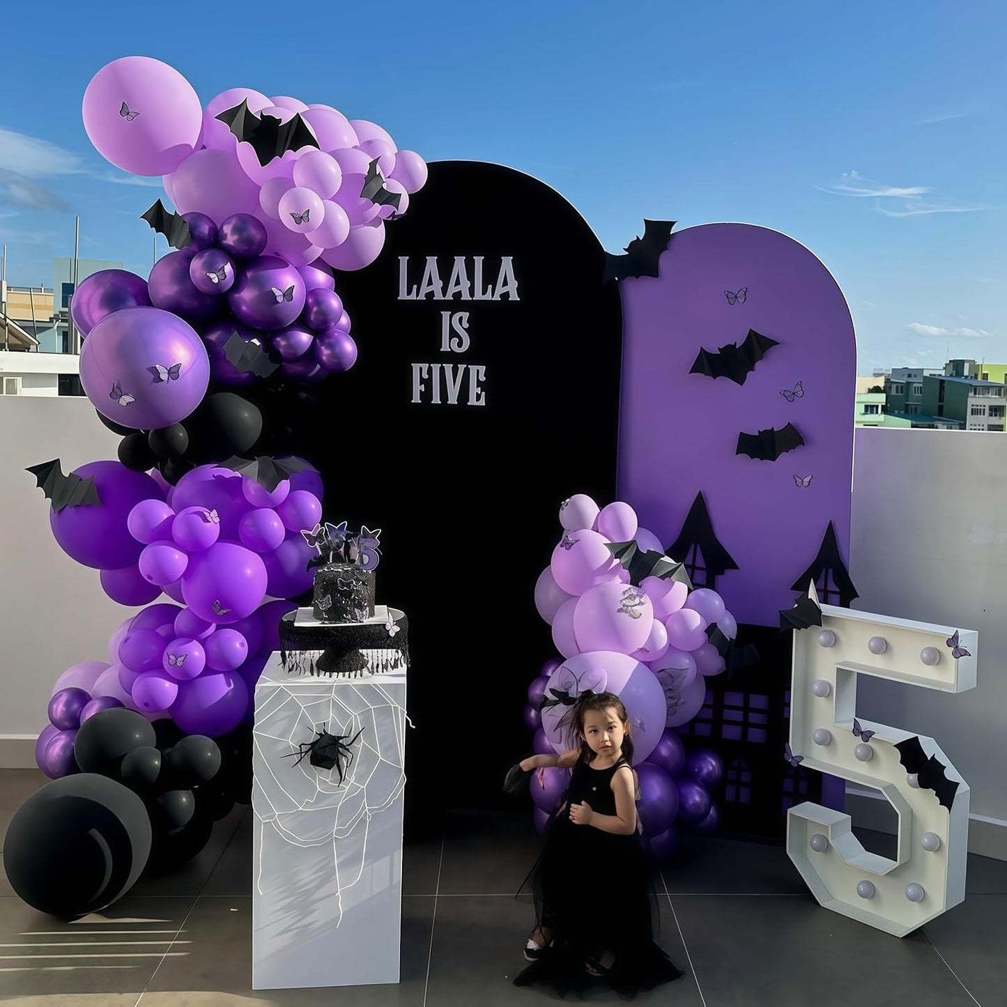 Purple Black Balloons, 12 Inch Dark Purple Light Balloons with Metallic Purple Confetti Latex Balloon Set for Girls Women Halloween Birthday Bridal Shower Wedding Party Decorations Is-02