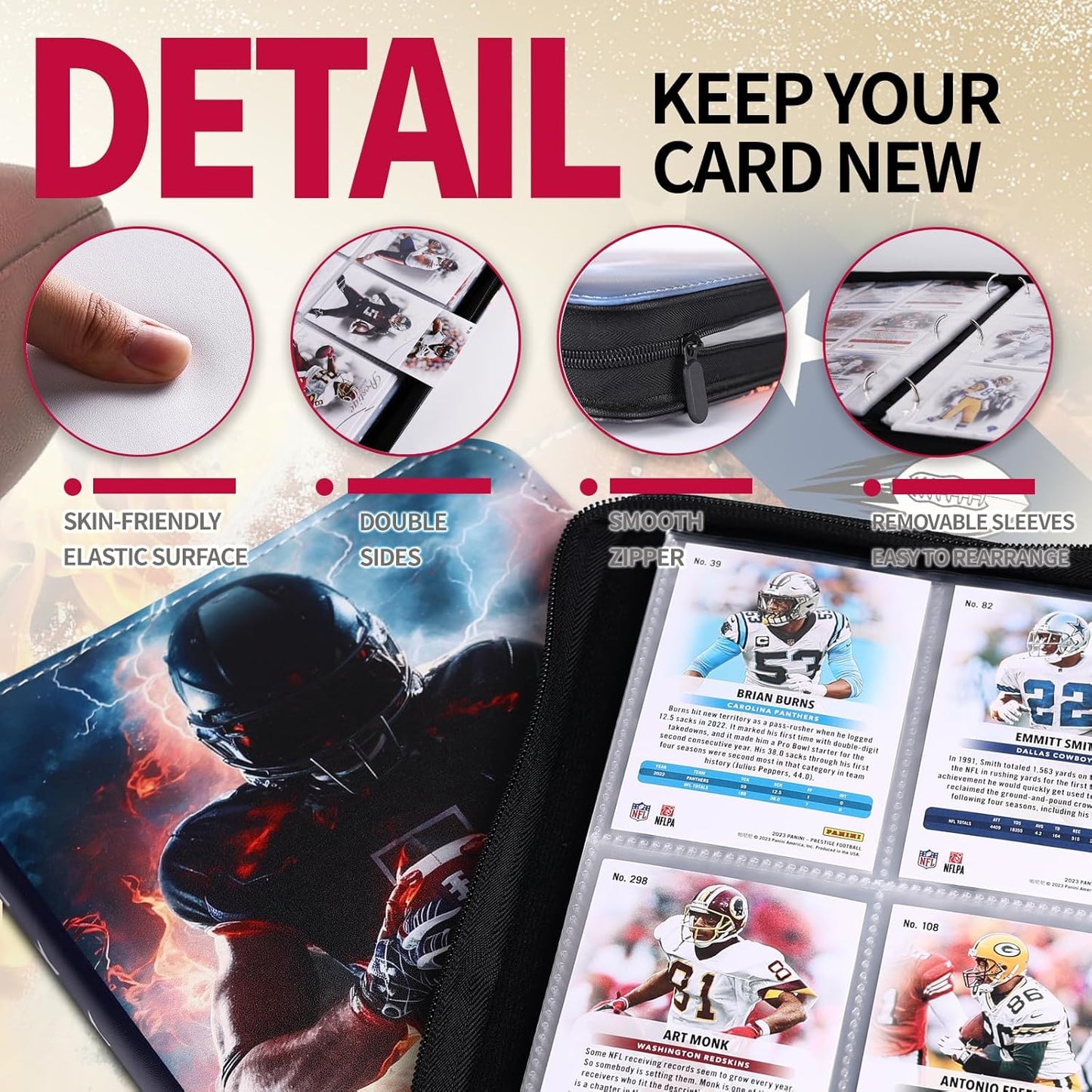 Football Card Binder 1080 Pockets, Ultimate Trading Card Ablums with 60 Page Removable Sleeves to Organize and Protect Your Sports Cards Like a Pro