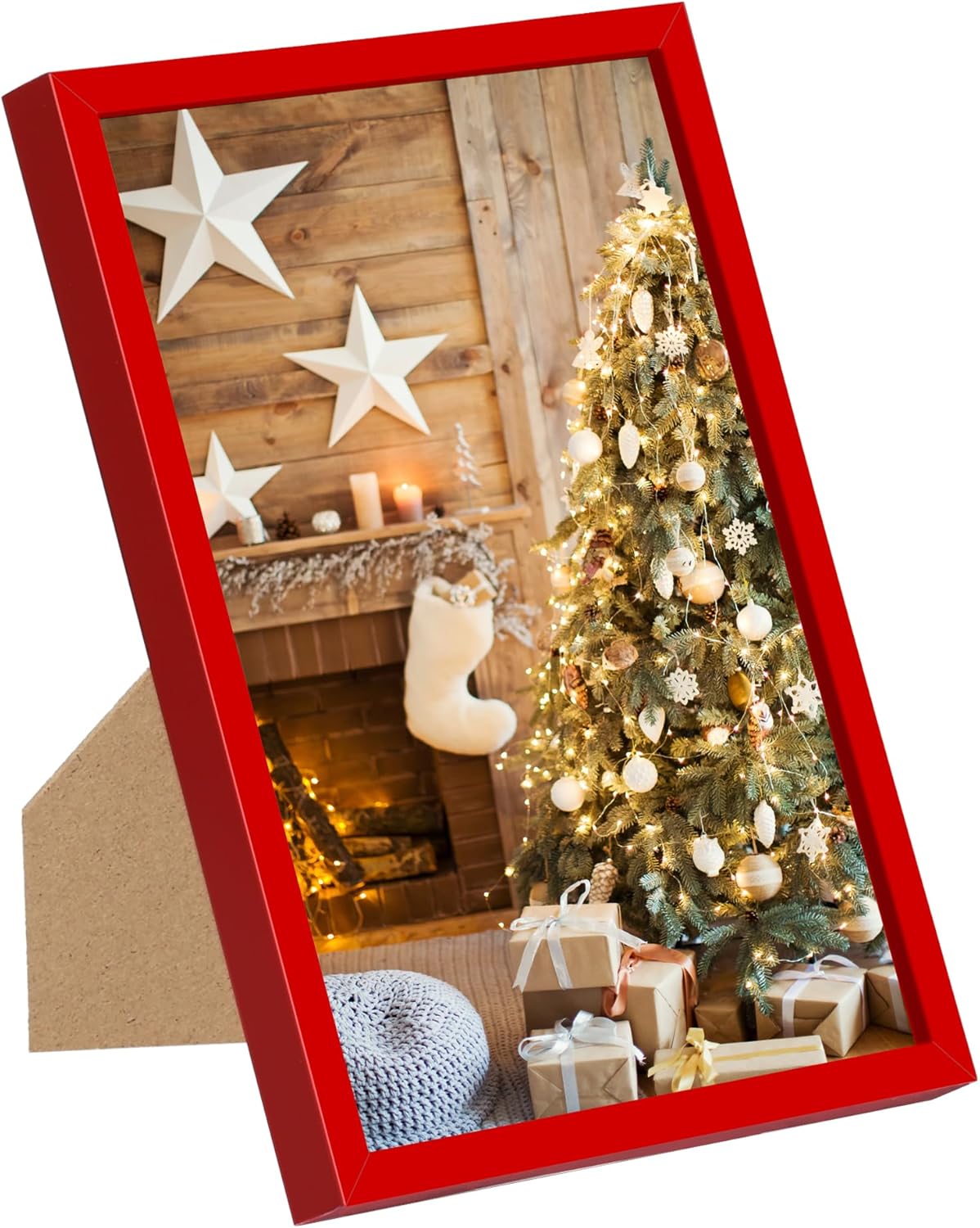 upsimples 5x7 Picture Frame Set of 3, Made of High Definition Glass for 5 x 7, Wall and Tabletop Display Thin Border Photo Frames for Home Decor, Red