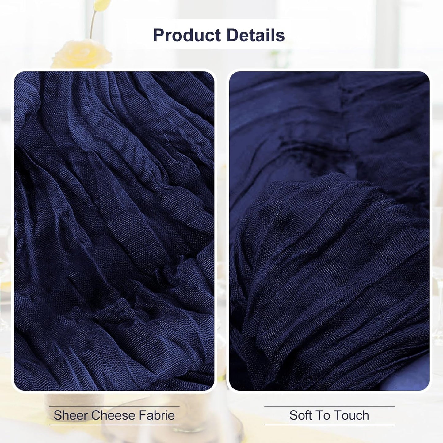 10 Pack Navy Blue Cheesecloth Table Runner 35x120 Inch 10Ft Rustic Gauze Cheese Cloth Table Runner Sheer Cheesecloth Table Runners for Wedding Party Bridal Shower Decoration