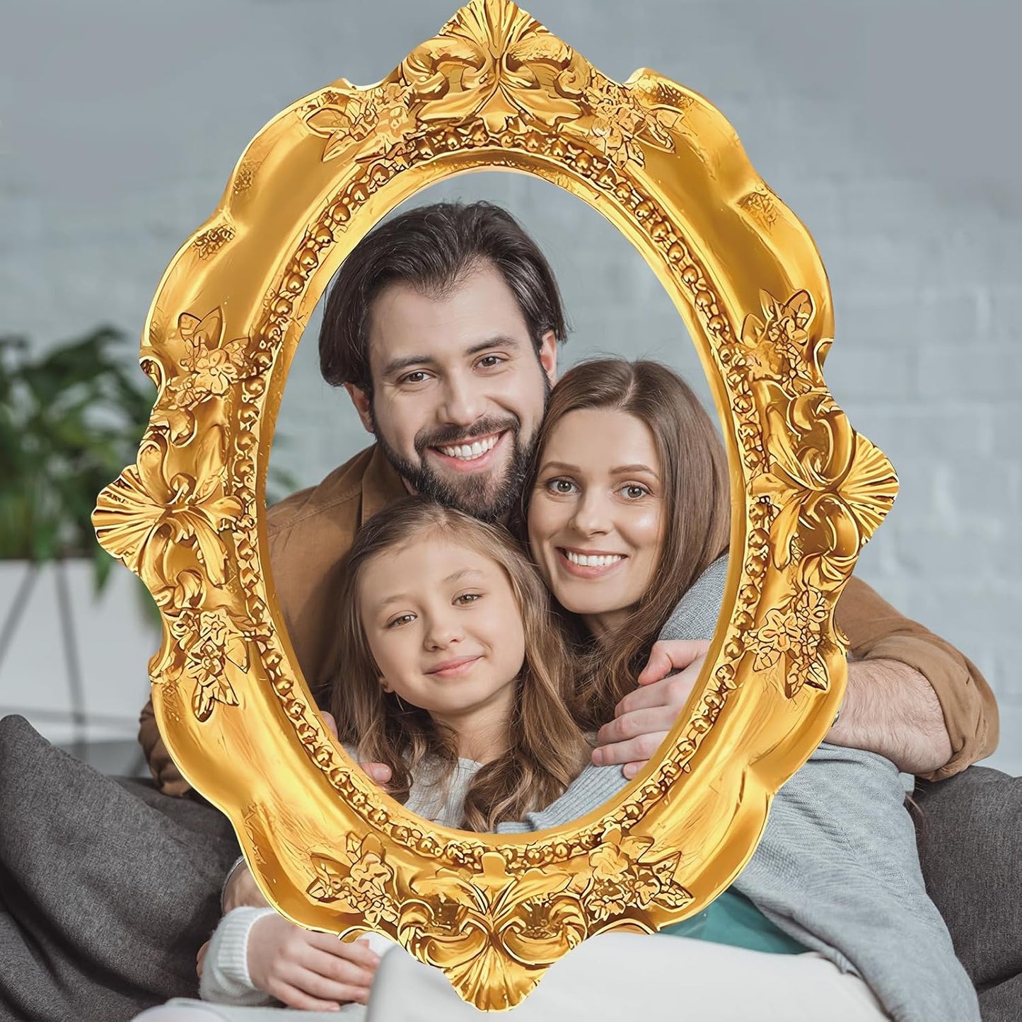 Upgraded 32 x 24 Inch Large Photo Booth Props Picture Frame Vintage Photo Frame Friends Selfie Props for Wedding Mexico Birthday Bachelorette Party Supplies (Round Style)