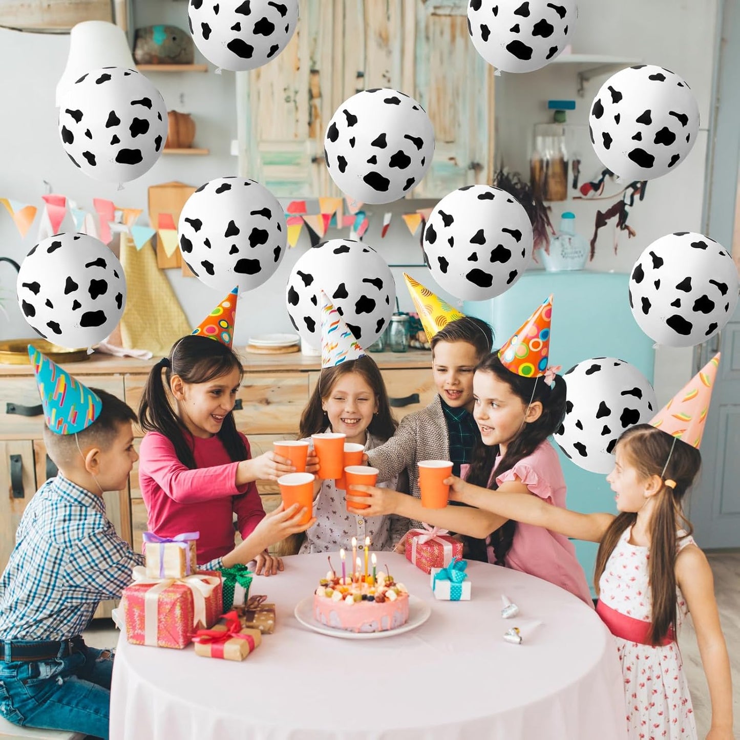 Cow Print Balloons, 30 Pcs Cute Cow Latex Balloons for Kids Party, Black White Western Cowboy Cowgirl Balloons for Boys Girls Farm Theme First Rodeo Birthday Baby Shower Party Decorations Supplies
