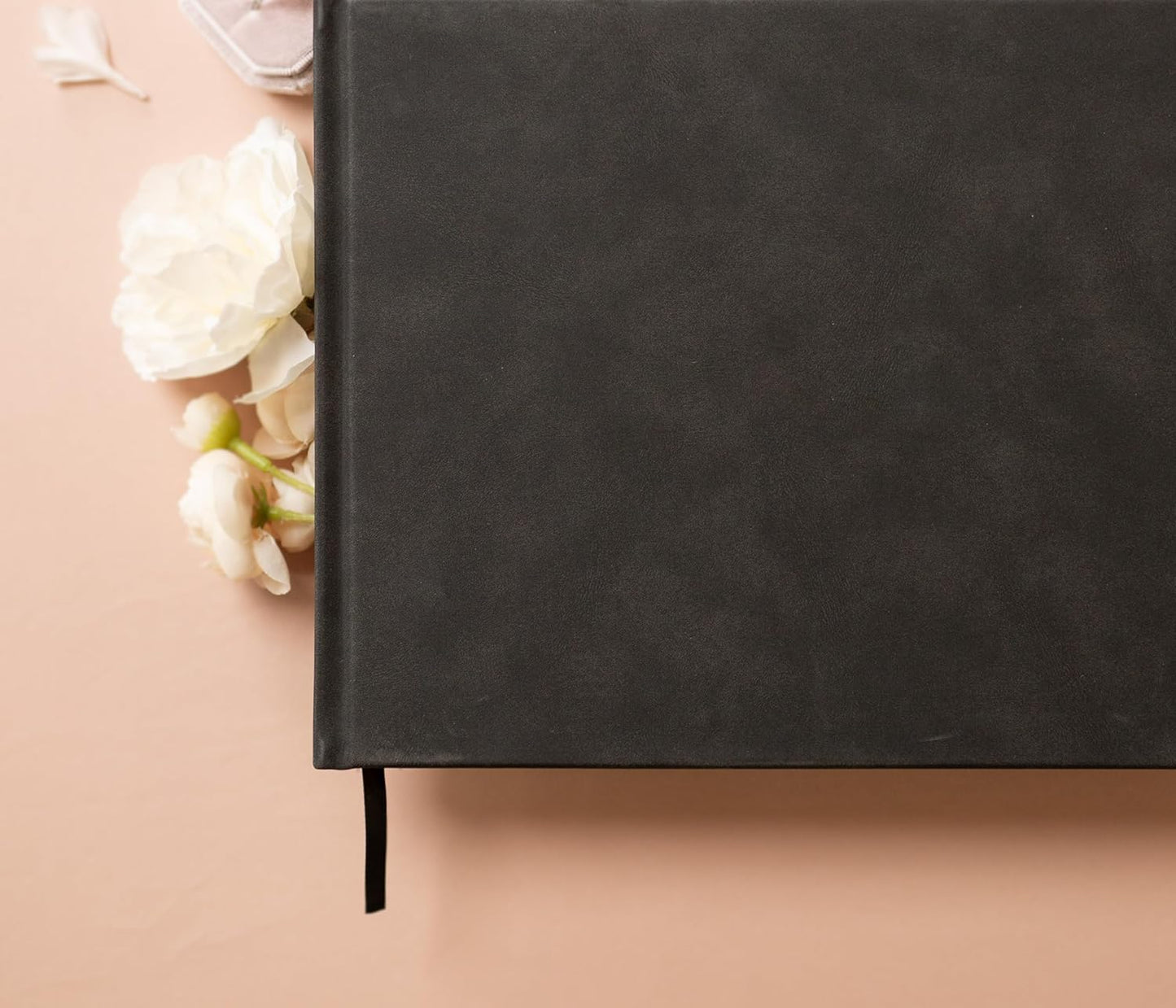 MUUJEE Personalized Guestbook in Charcoal - Premium Custom Modern Guest Book for Wedding Reception, Birthday Party or Events w/Bookmark Blank Pages for Signing 11.5 x 8.5 inches