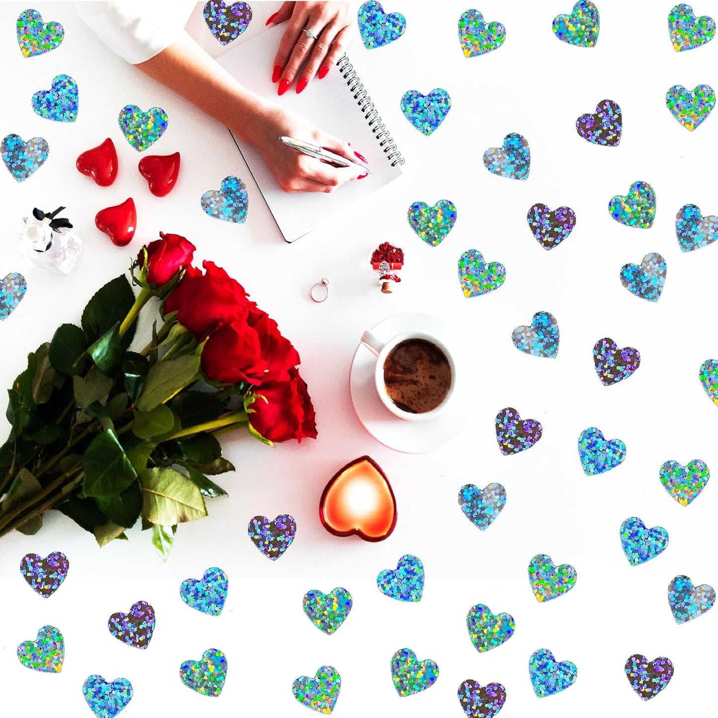 Confetti Heart Metallic Confetti Party Table Decoration Sprinkles DIY for Valentine's Day Wedding Birthday Engagement Bachelorette Theme Party Celebrations Favor Supplies(Heart Silver)