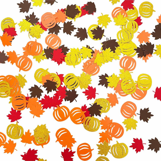 200 Pcs Fall Confetti Glitter Fall Maple Leaf Shape Autumn Thanksgiving Table Scatters Confetti for Thanksgiving Decorations Maple Leaf Party Sets