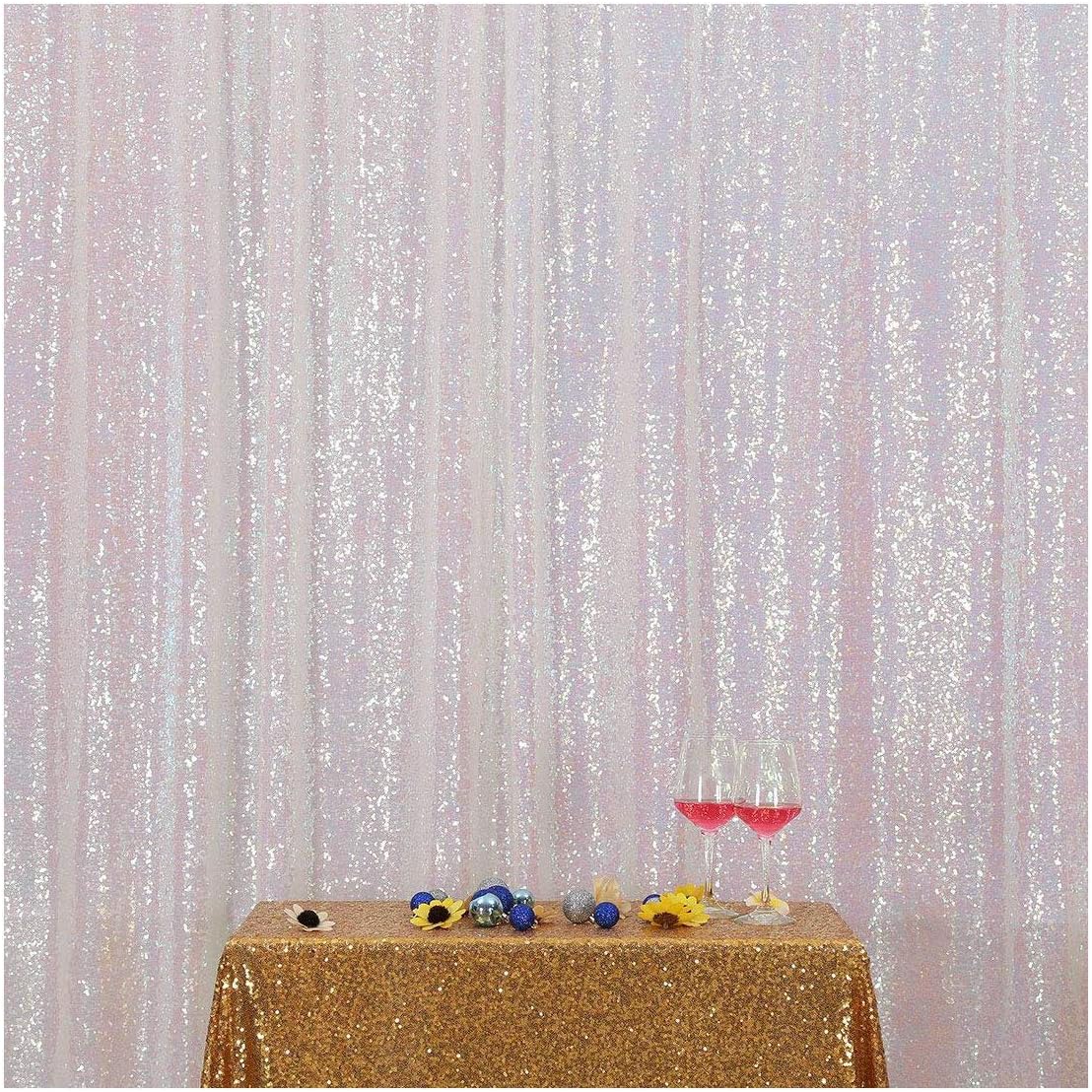 Poise3EHome 8FT x 8FT Iridescent Sequin Photography Backdrop Curtain for Party Decoration, Iridescent