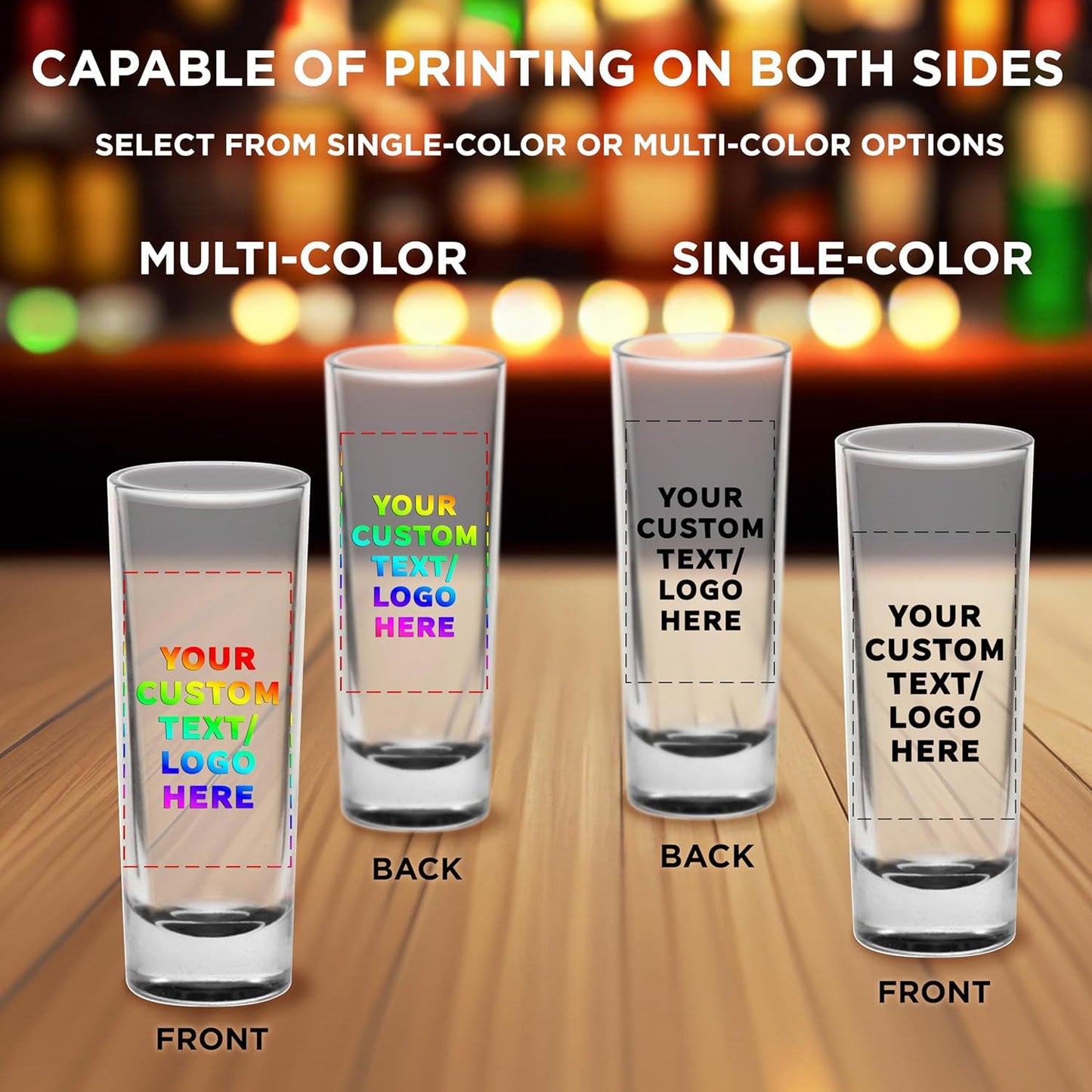 Custom Cordial Shooter Shot Glasses 2 oz. Set of 100, Personalized Bulk Pack - Great for Birthdays, Parties, Indoor & Outdoor Events - Black