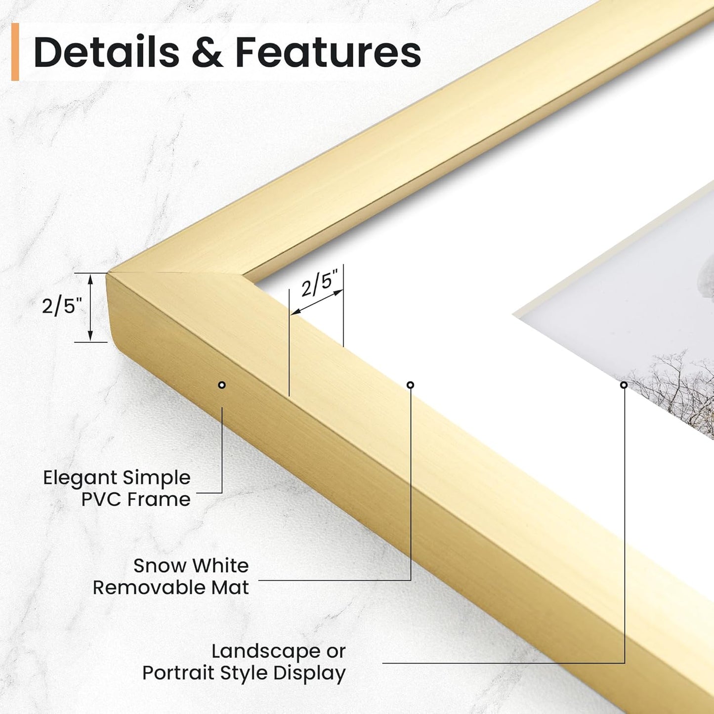 5x7 inch Picture Frame, 5x7 Photo Frames with 4x6 Removable Mat - High Definition Plexiglass - Vertical and Horizontal Display - Wall Hanging Frame - Gold, 12 Pack