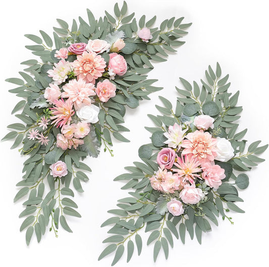 Artificial Wedding Arch Flowers Kit(Pack of 2) for Wedding Arch, Bridal Shower, Ceremony and Reception Backdrop Decoration (Romantic Pink)