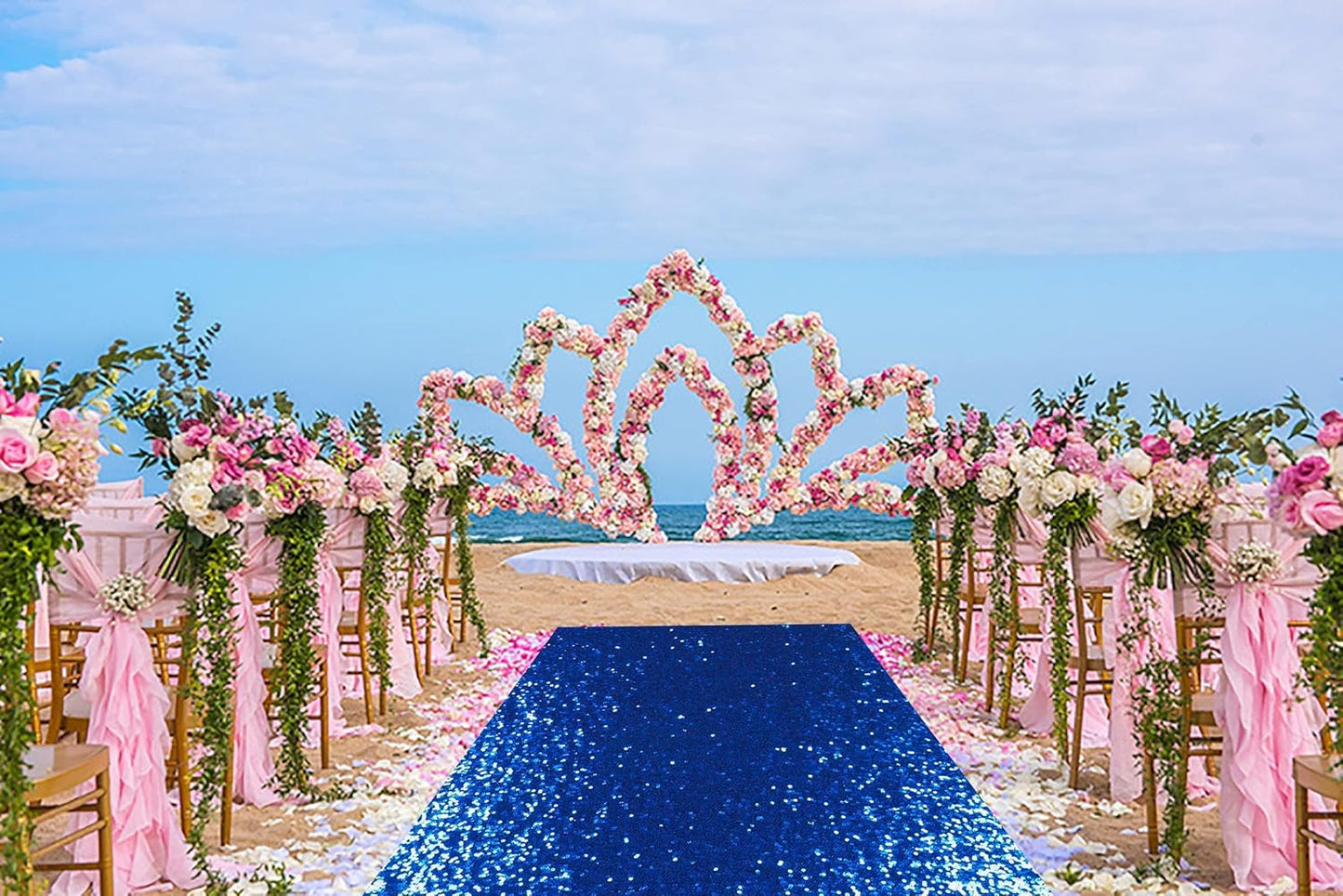 ShinyBeauty Royal Blue Sequin Aisle Runner, 2FTx15FT Glitter Carpet for Weddings, Parties & Special Events