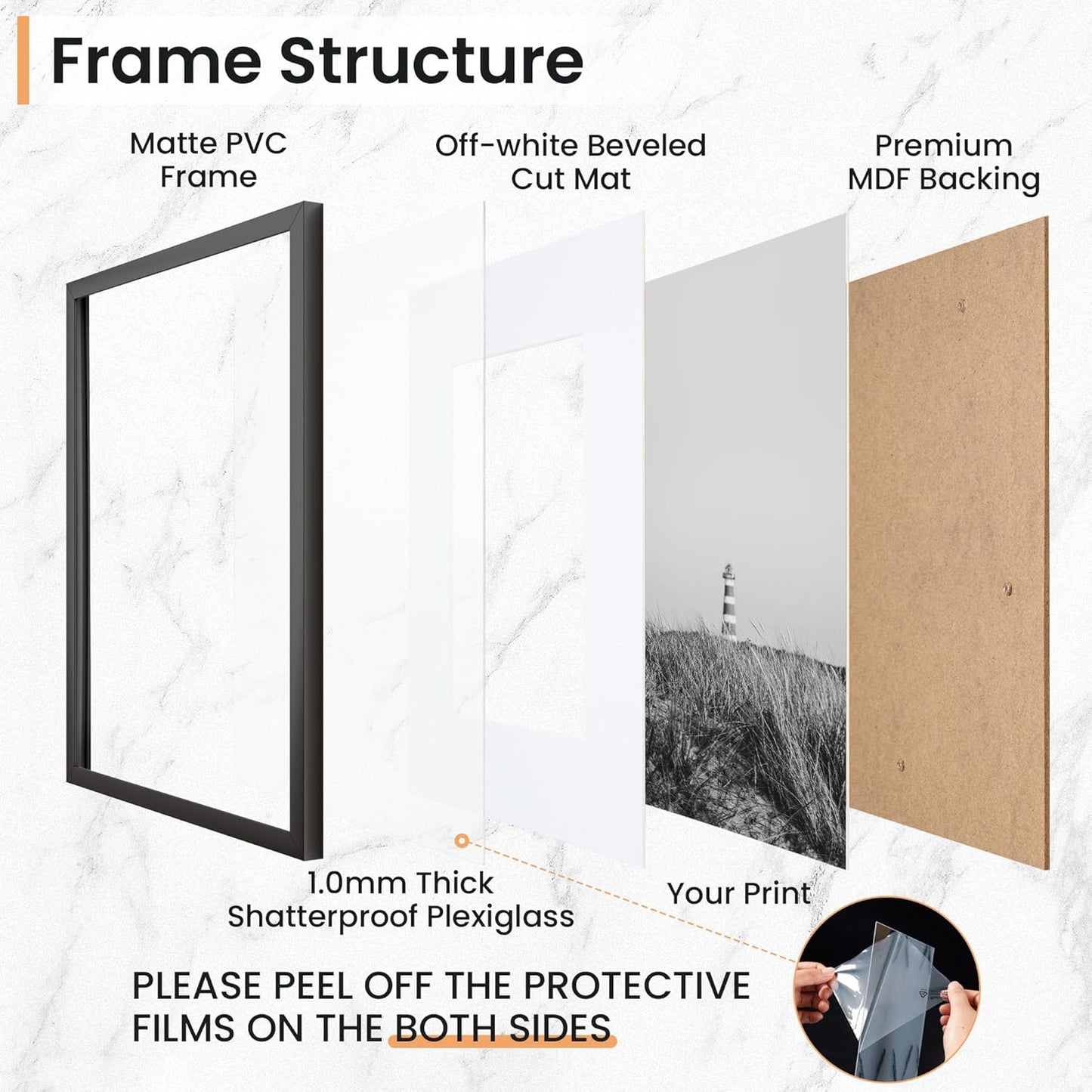 4x6 inch Picture Frame, 4x6 Photo Frames with 3.5x5 Removable Mat - High Definition Plexiglass - Vertical and Horizontal Display - Wall Hanging Frame - Black, 12 Pack