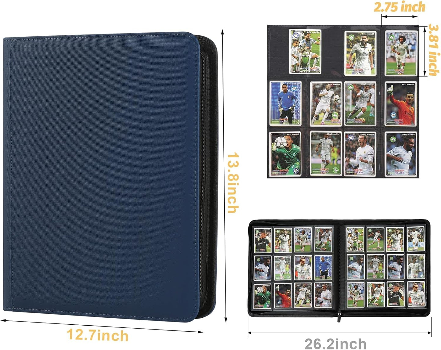 Trading Card Binder 12 Pocket, 720 Pockets Card Binders, Card Collection Binder, Card Album Folder for MTG, TCG, Sports Cards, Game Cards (Dark Blue)
