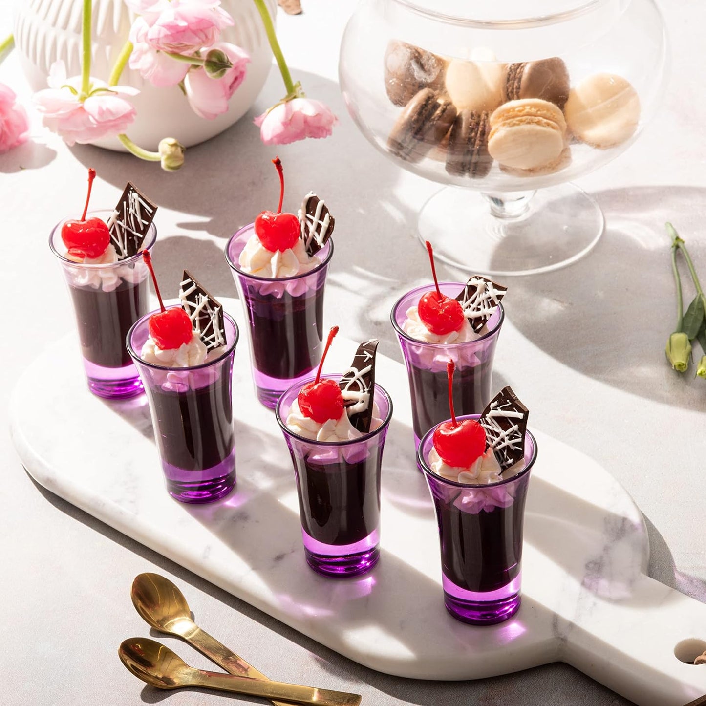 M&N HOME Purple Shot Glasses, 2 Oz Set of 6, Whiskey, Tequila, Cocktail, Round Glasses for Vodka, Spirits & Liquors