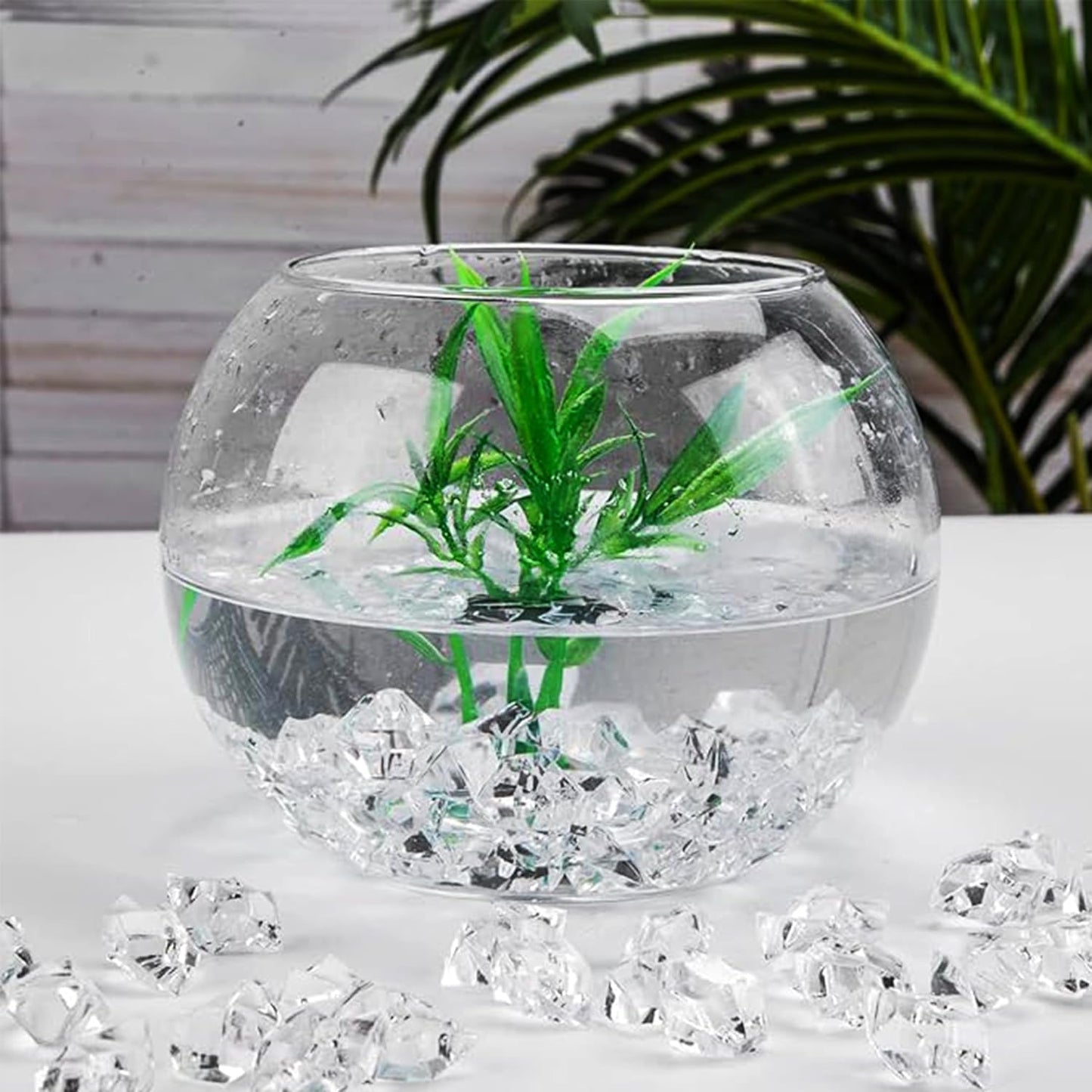 190Pcs Clear Vase Fillers, Fake Crush Ice Rocks Acrylic Diamonds for Wedding Centerpieces Home Party Table Scatter, 0.9 in Plastic Gems for Fish Tank Decor