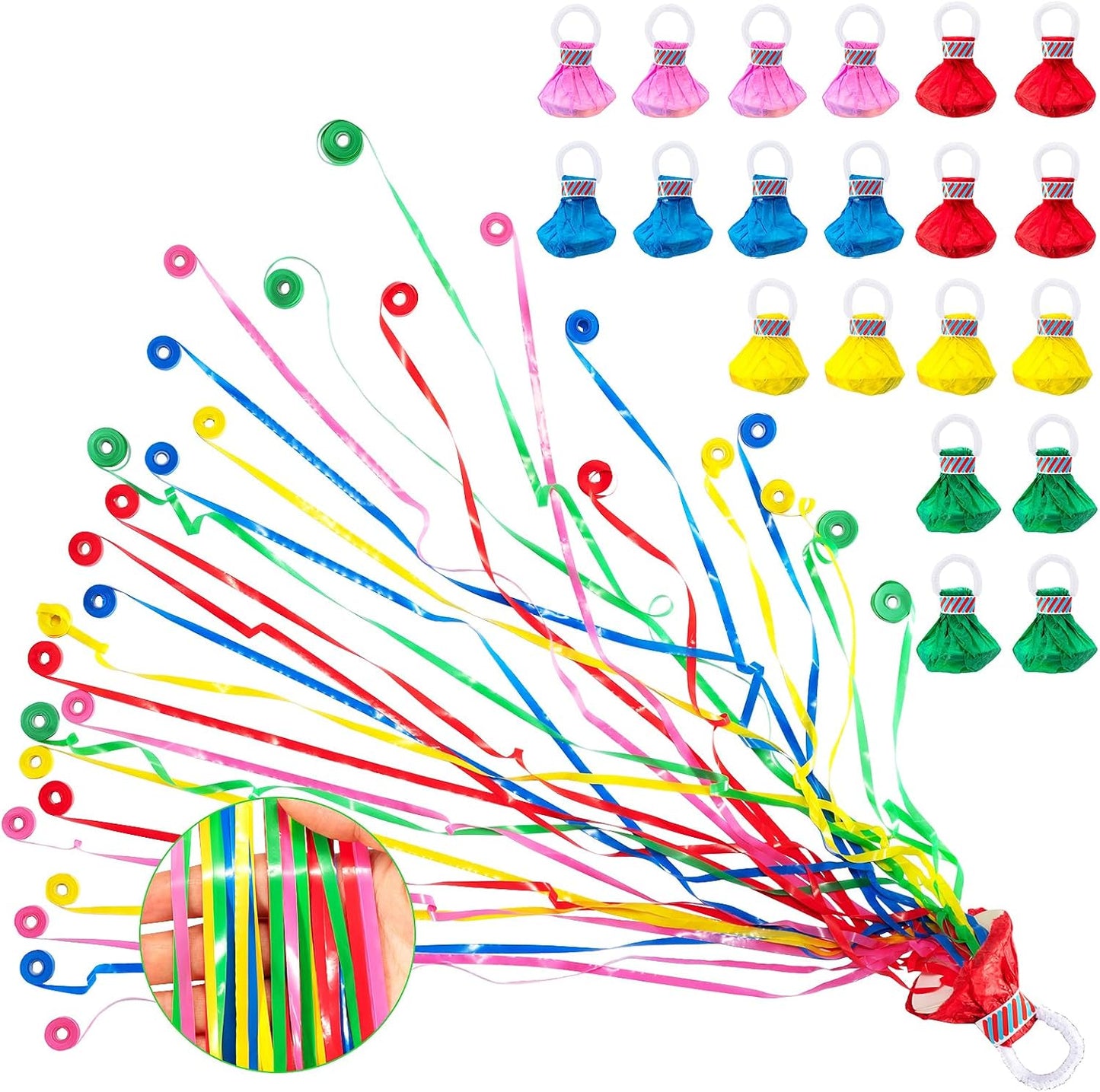 Confetti Poppers, 20Pack Plastic No Mess Streamers, Party Poppers for Birthday,Wedding,Celebrations,Graduation Party (Colorful 2, 20 Pack)
