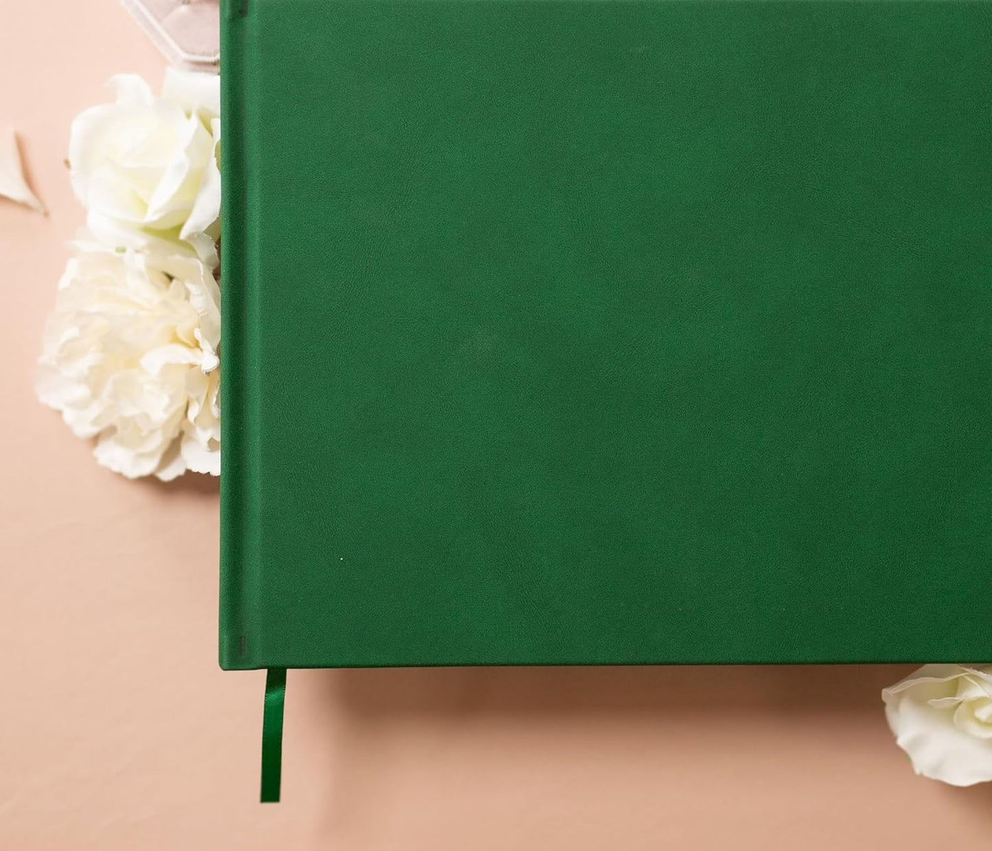 MUUJEE Personalized Guestbook in Emerald - Premium Custom Modern Guest Book for Wedding Reception, Birthday Party or Events w/Bookmark Blank Pages for Signing 11.5 x 8.5 inches