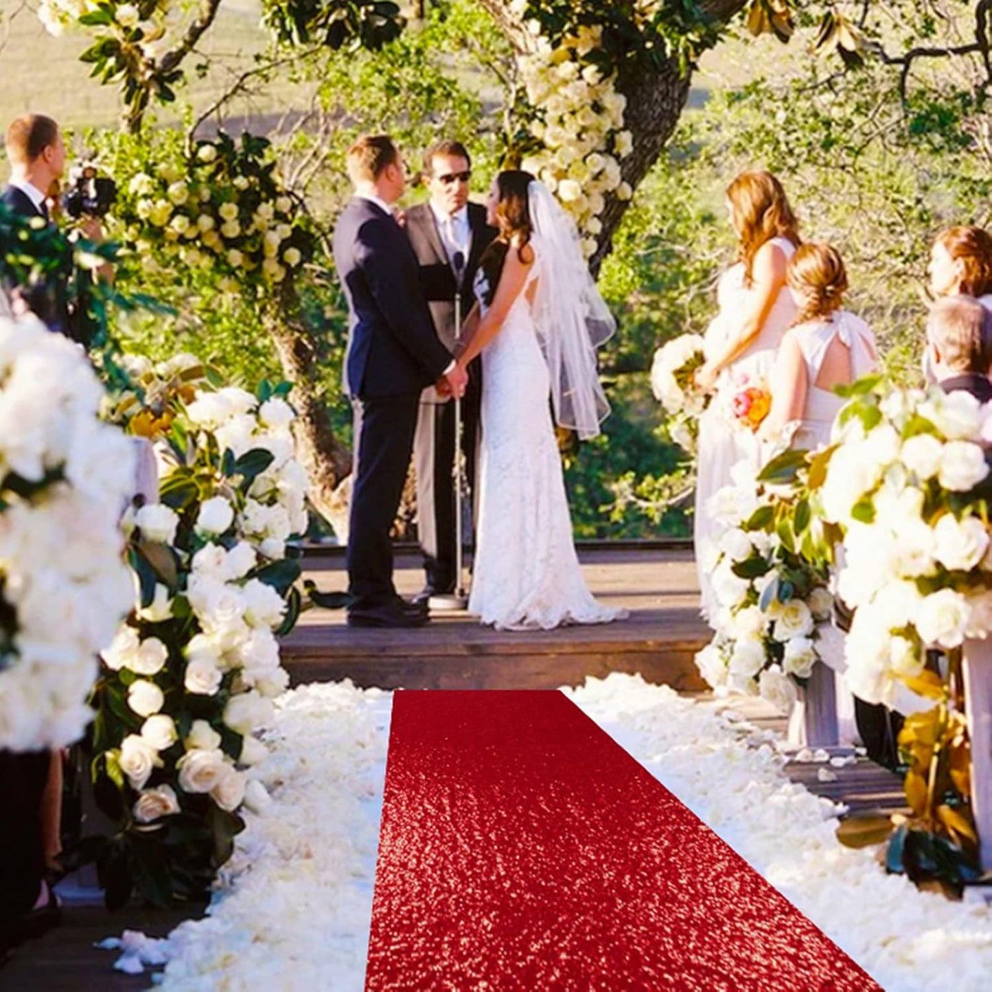 ShinyBeauty Red Sparkle Wedding Aisle Runner, 4x20ft Glitter Carpet for Church, Indoor/Outdoor Events & Bridal Shower Decor
