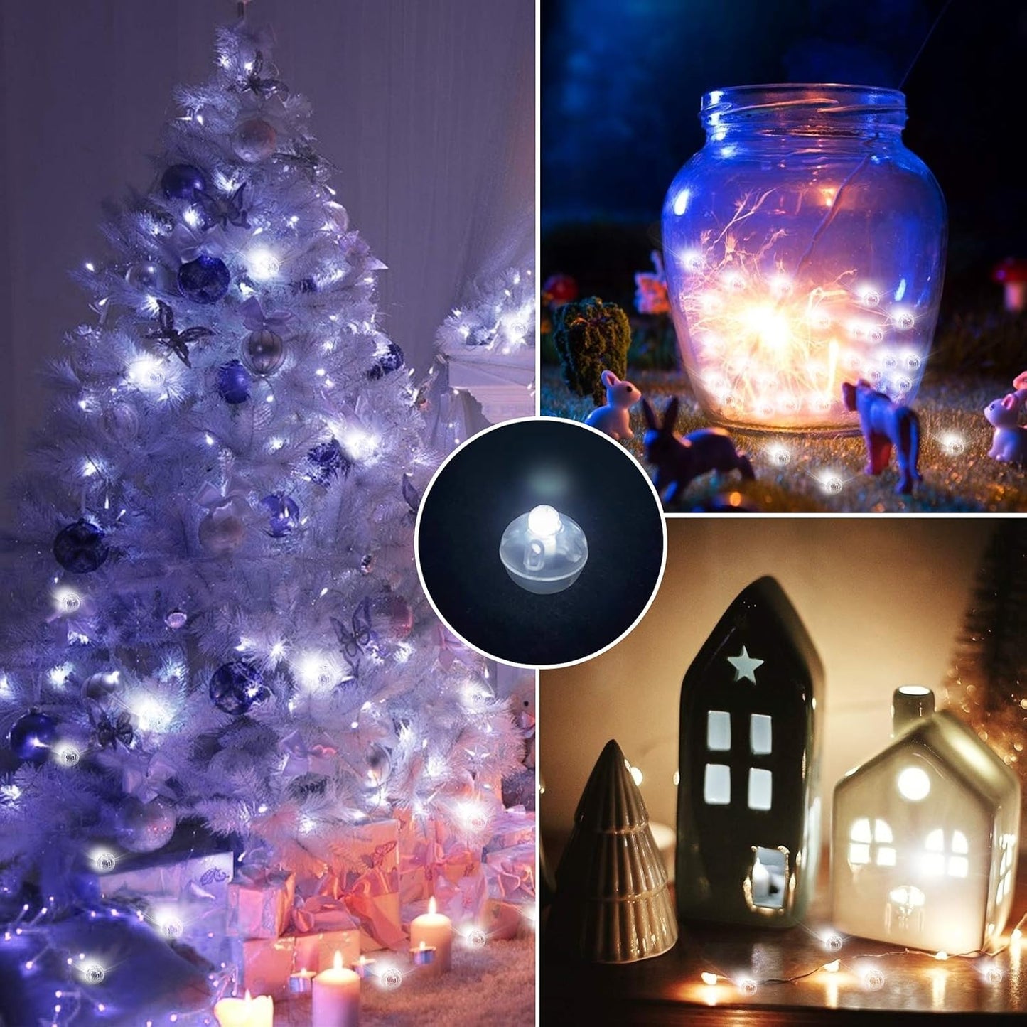 200pcs White LED Balloon Light, Tiny Light Mini Round Led Ball Lamp for Paper Lantern Balloon, Indoor Outdoor Event - Fun Halloween Christmas Party Wedding Decoration Supplies