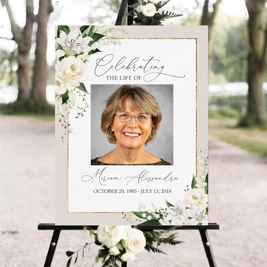 Personalized Funeral Welcome Signs, Celebration Of Life Yard Sign, Celebration Of Life Decoration, Custom Memorial Signs, Minimalist Celebrate of Lifes Sign With Photo, Memory Signage For Funerals #3