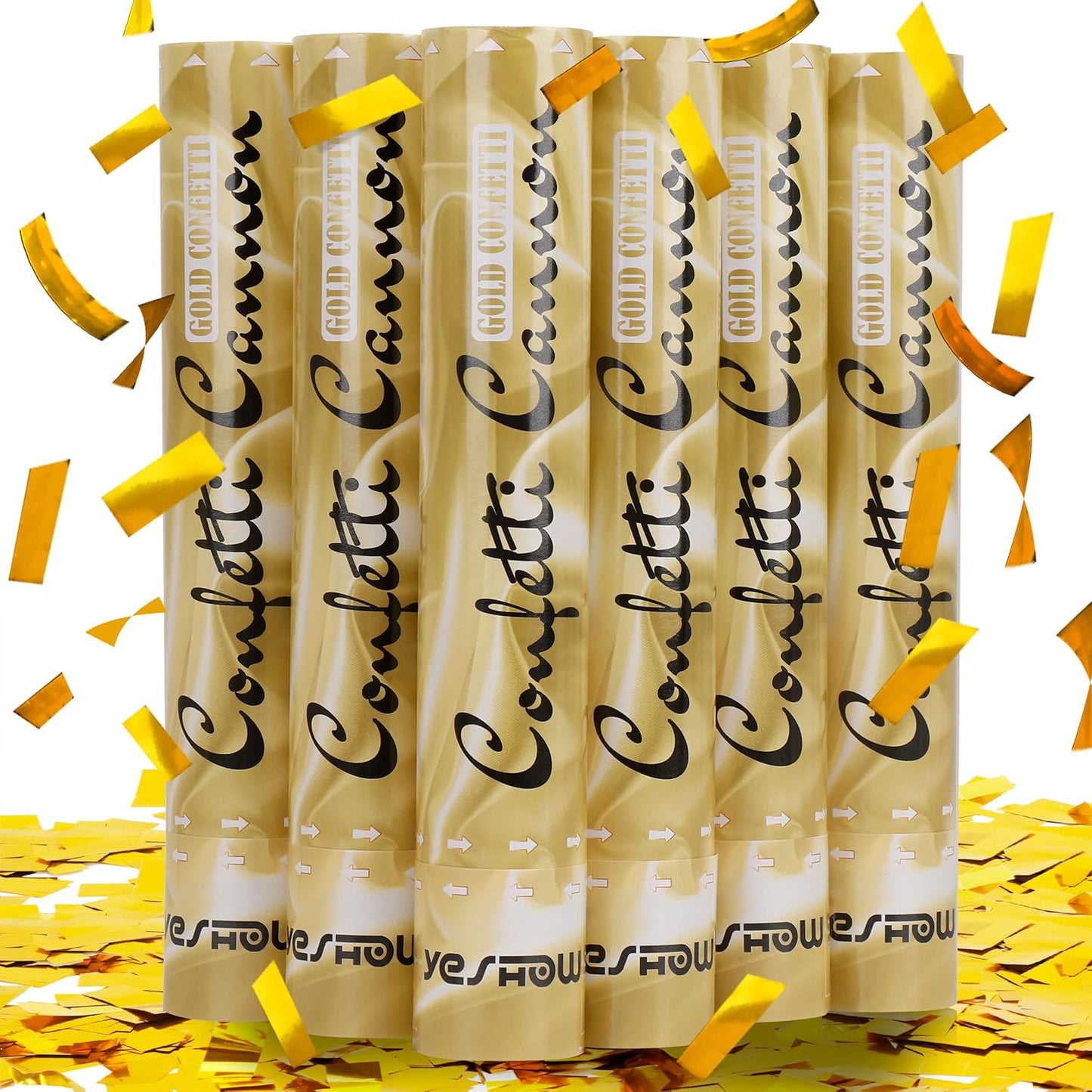Confetti Cannon Party Poppers Gold,(6 pack) YESHOW Confetti Shooters Blaster for Birthday Graduation Wedding Christmas New Year’s Eve and Any Celebrations